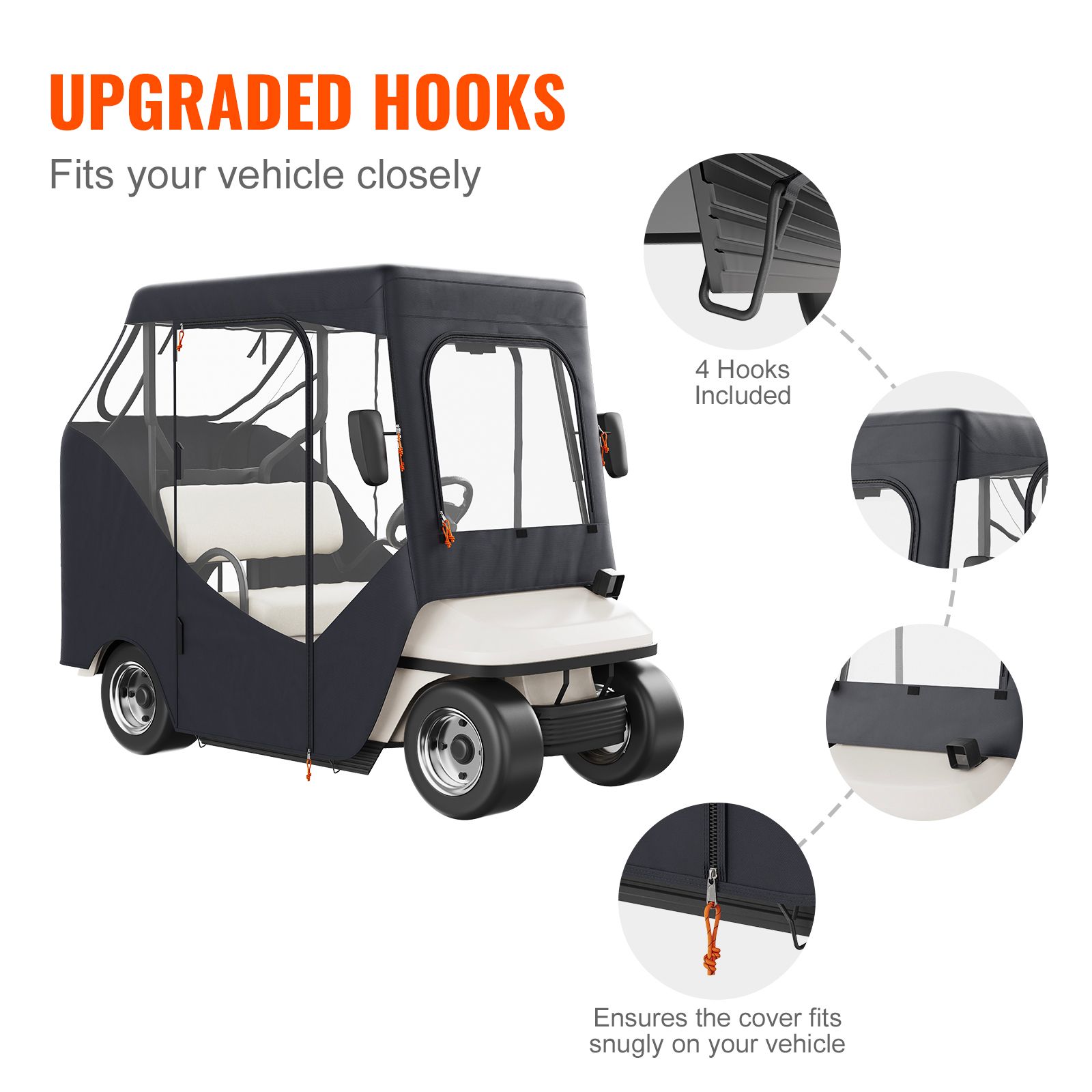Golf Cart Enclosure, Polyester Driving Enclosure, Club Car Covers Suitable for 2-Seater Golf Carts, Sunproof and Dustproof Outdoor Cart Cover โ image 6