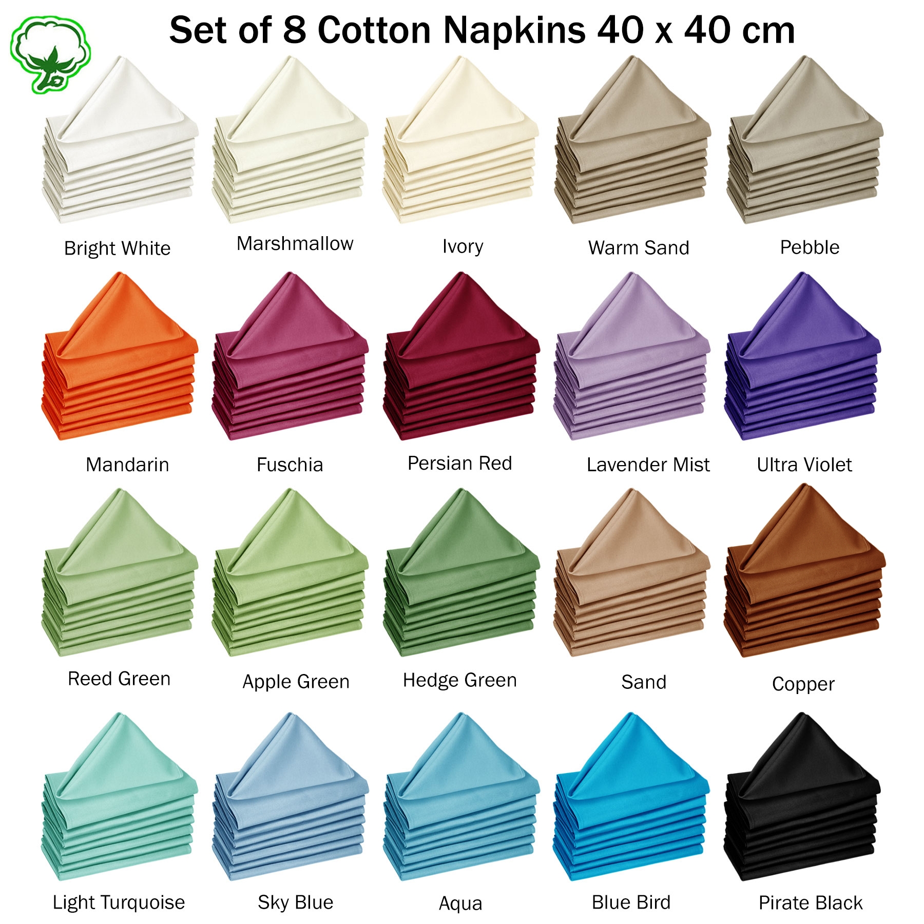 Hoydu Set of 8 Cotton OR Poly Cotton Napkins Apple Green — image 2