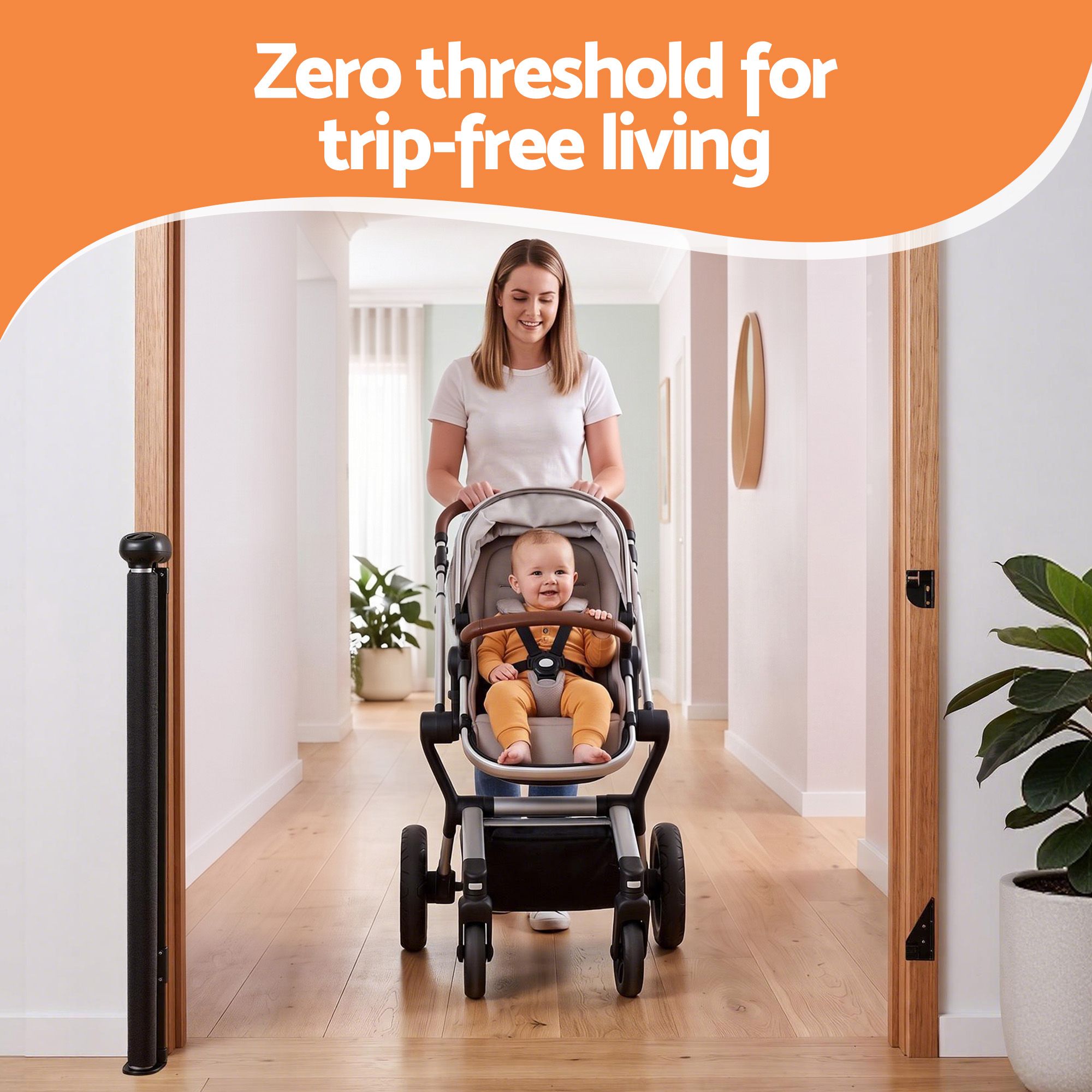 Keezi Retractable Gate Baby Gate Pet Safety Fence Extends up to 140cm Black — image 5