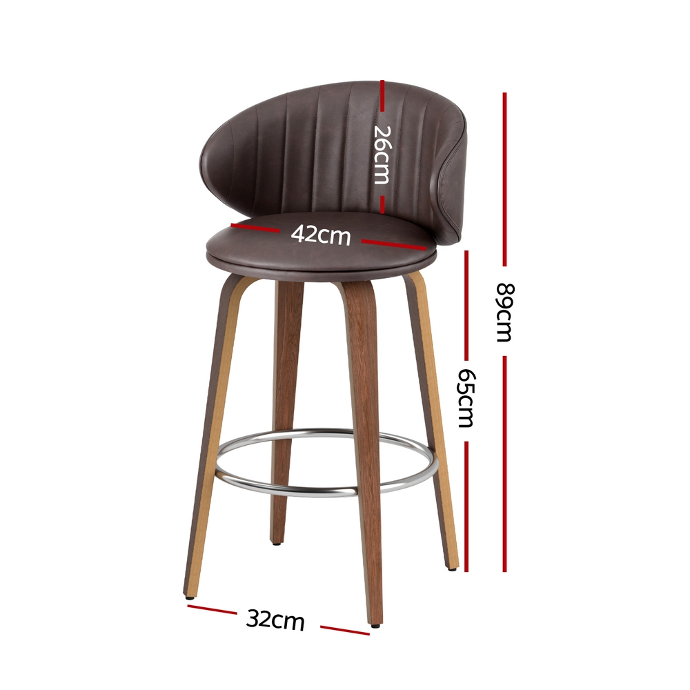 4x Artiss Bar Stools Dining Chairs Contoured Leather Wood Stool โ image 2