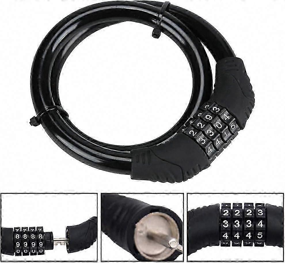 Bike Lock,4-Digit Password Bicycle Lock Portable Anti Theft Bike Password Lock for Bicycles, Motorbike, Electric Bicycles (Black) — image 2