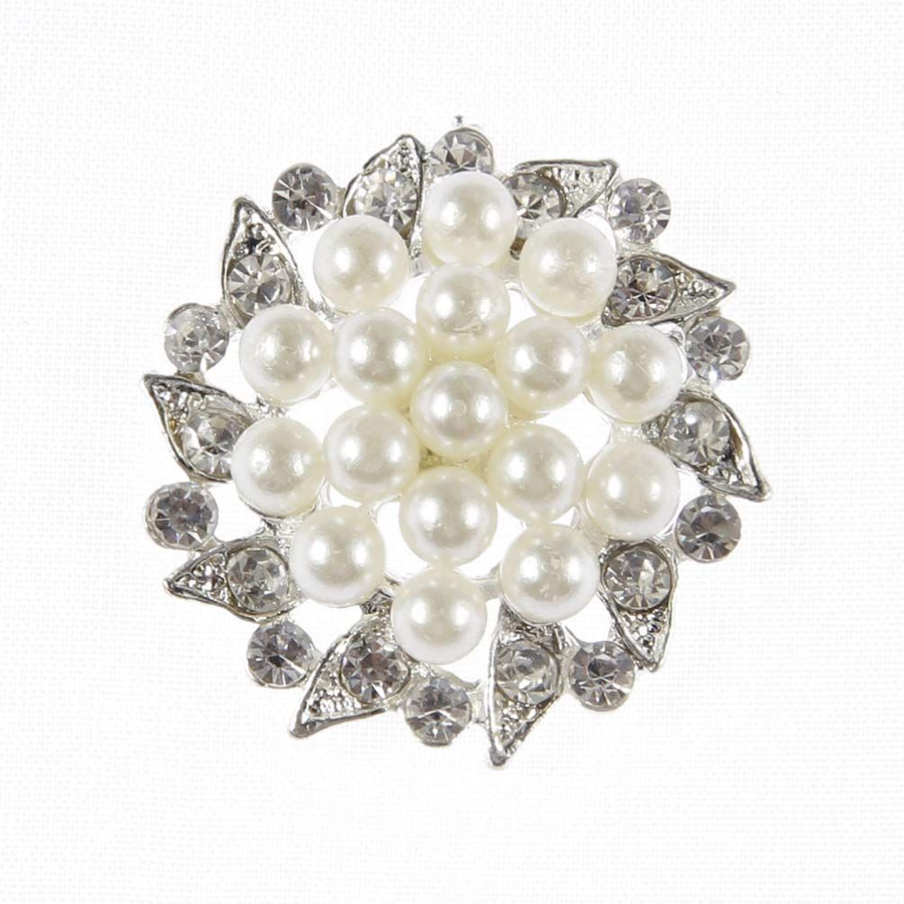 10 Pack Faux Rhinestone Pearl Flower Buttons Fashion Silver Crystal Button Brooches for Jewelry Making Clothing DIY Craft โ image 5