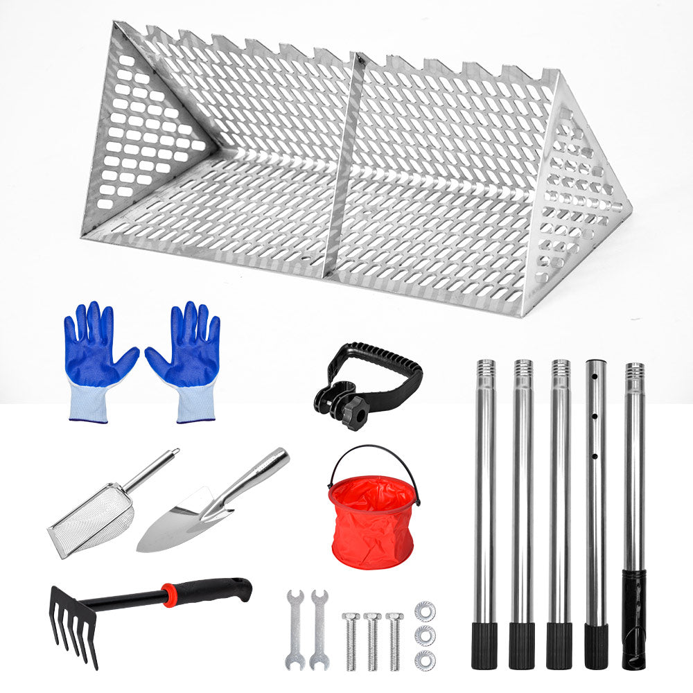 Beach Rake Stainless Steel Sand Flea Rake 140cm Long Detachable Handle and Shark Tooth Wide Sifter for Easy Sand Flea Removal with Bonus Basket and — image 6