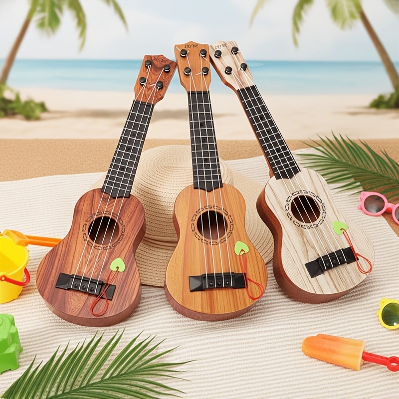 Mahogany color 17-inch Playable Ukulele Mini Guitar, lightweight and portable. Features comfortable nylon strings, includes a pick, and has open-style tuning — image 5