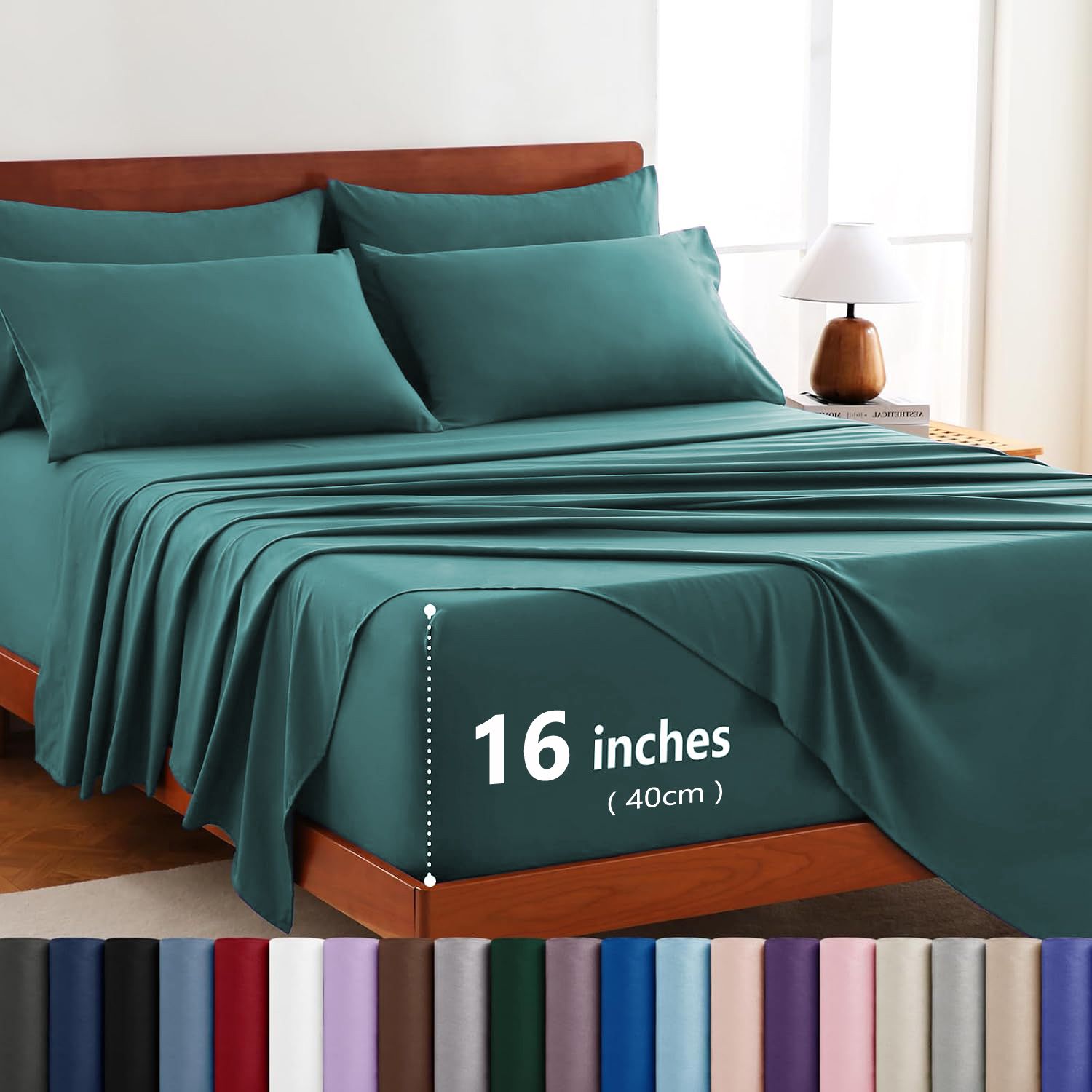 Hotel Soft Bed Sheet Set- Bedding Sheets & Pillowcases -Breathable Bedding - Wrinkle, Fade, Stain Resistant-Deep Pocket Flat Fitted Bed Sheet Set(Biscay