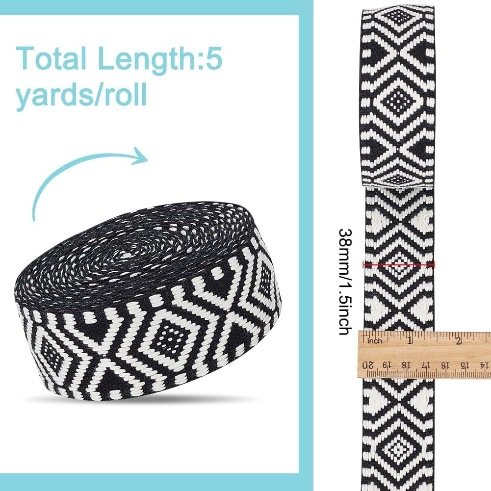 5 Yards Polycotton Jacquard Arrow Ribbon Clothes Accessories Olive 1-1/2 inch(38mm) — image 2