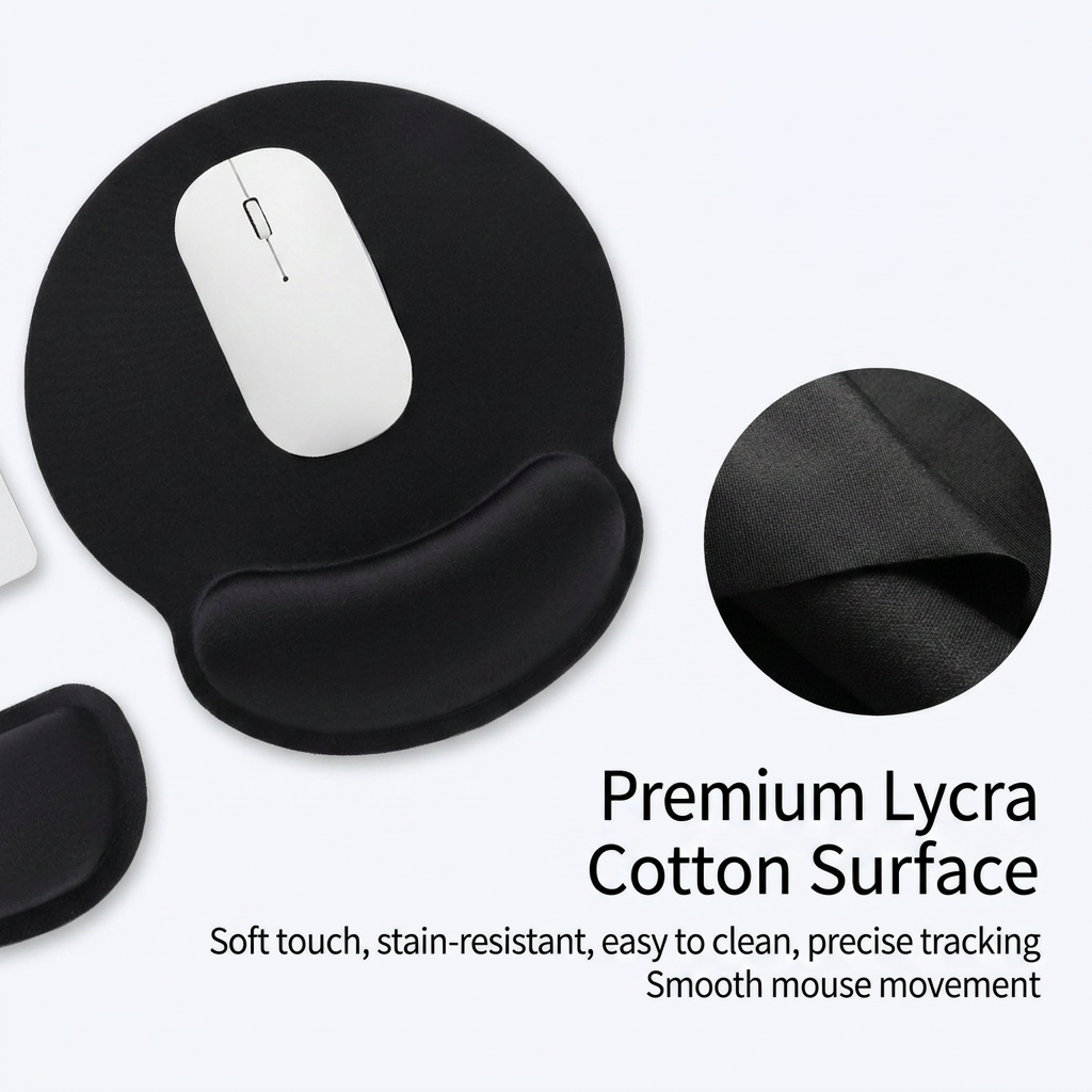 4-Piece Black Ergonomic Desk Arm Rest & Wrist Support Set with 2 Pack Clamp-On 180° Rotating Arm Rests + Memory Foam Keyboard Wrist Rest + Mouse Wrist Pad — image 5