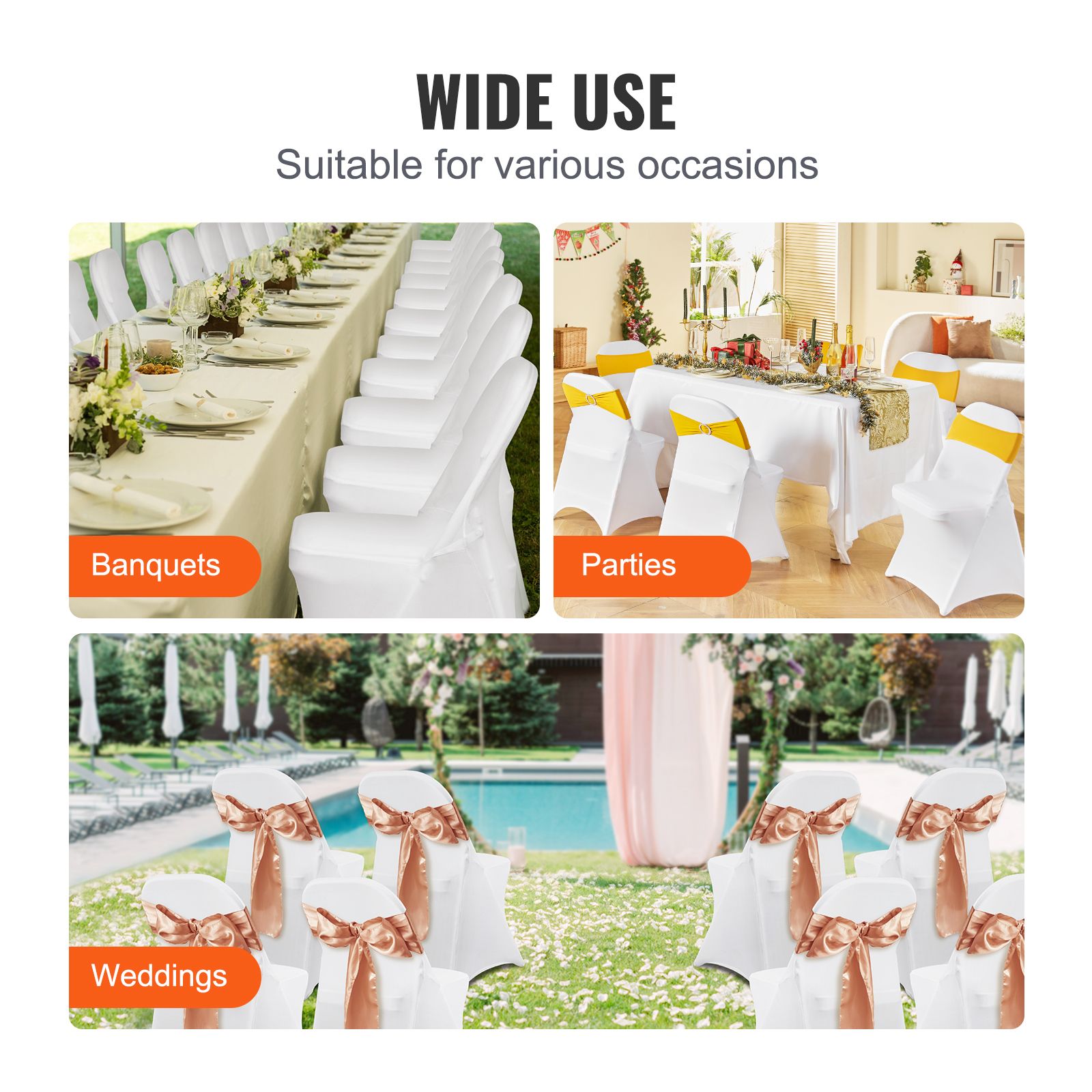 Stretch Spandex Folding Chair Covers, Universal Fitted Chair Cover, Removable Washable Protective Slipcovers, for Wedding, Holiday, Banquet, Party โ image 6