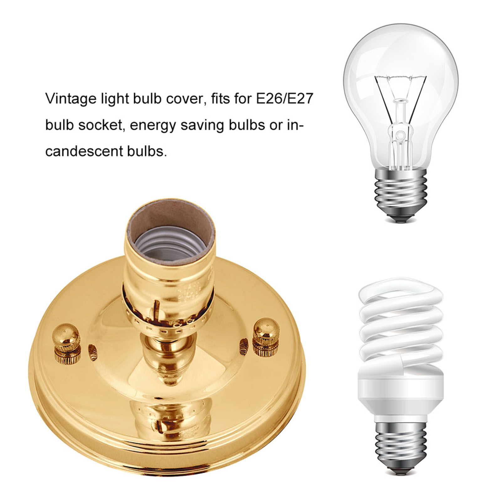 E26/E27 Vintage Industrial Ceiling/Wall Light Base Holder Pendant Bulb Lamp Screw Socket Gold — image 3