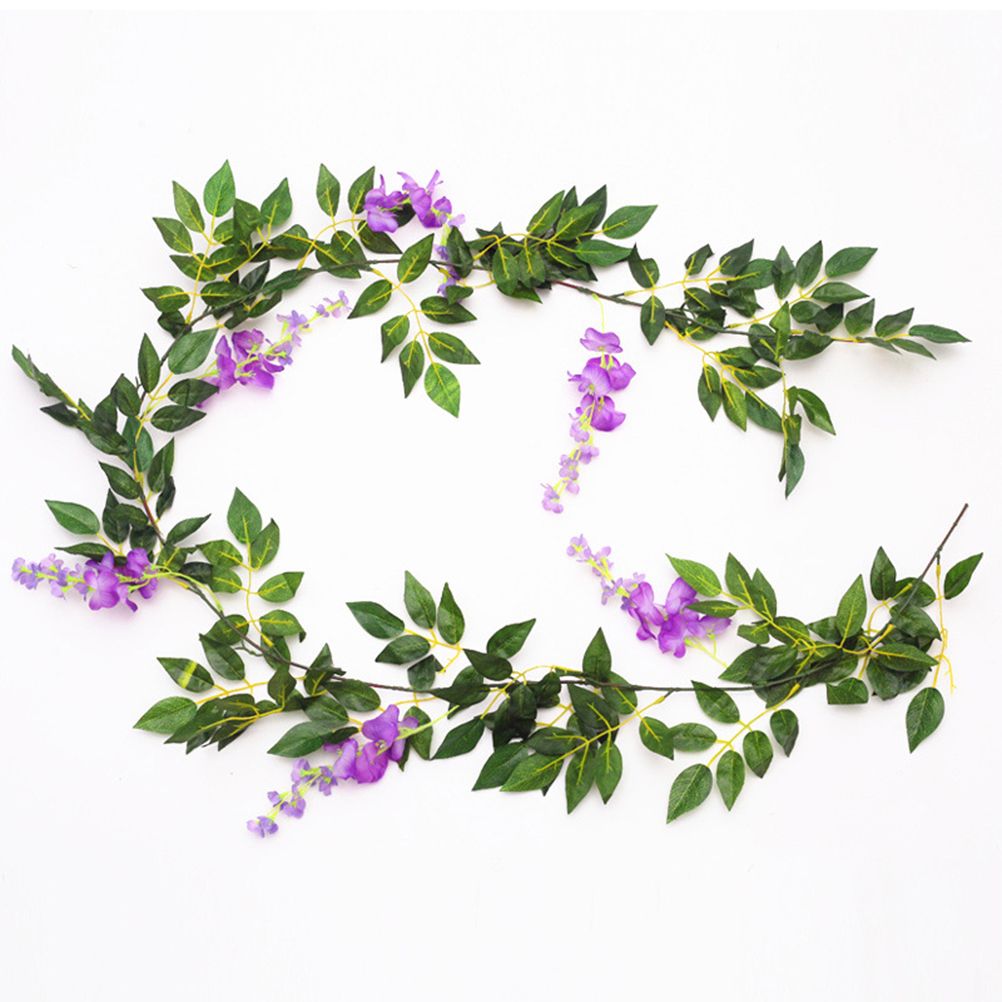 Artificial Flowers Wisteria Garland Vine Simulation Wreath Rattan Hanging Garland for Home Garden Ceremony Wedding Arch Floral Decor — image 2