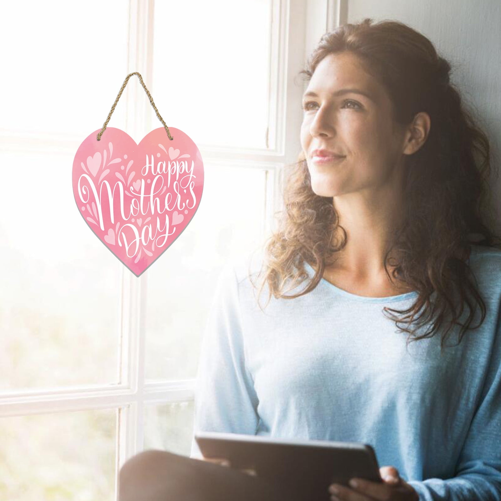 Mothers Day Gifts for Mom Front Door Welcome Sign - Heart-Shaped Happy Mother'S Day Sign Mothers Day Decorations P โ image 4