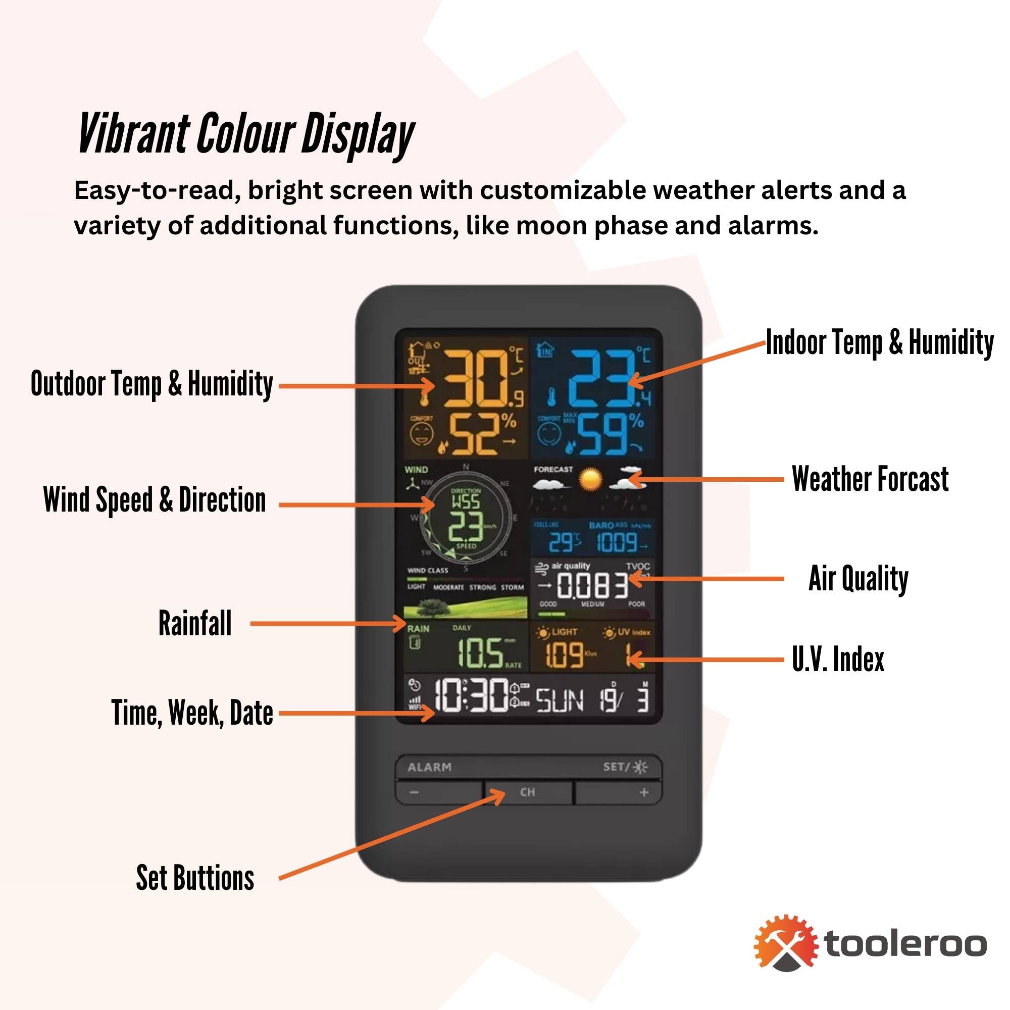 Tooleroo Weather Station 7-in-1 Professional Home Forecast Outdoor Sensor — image 5