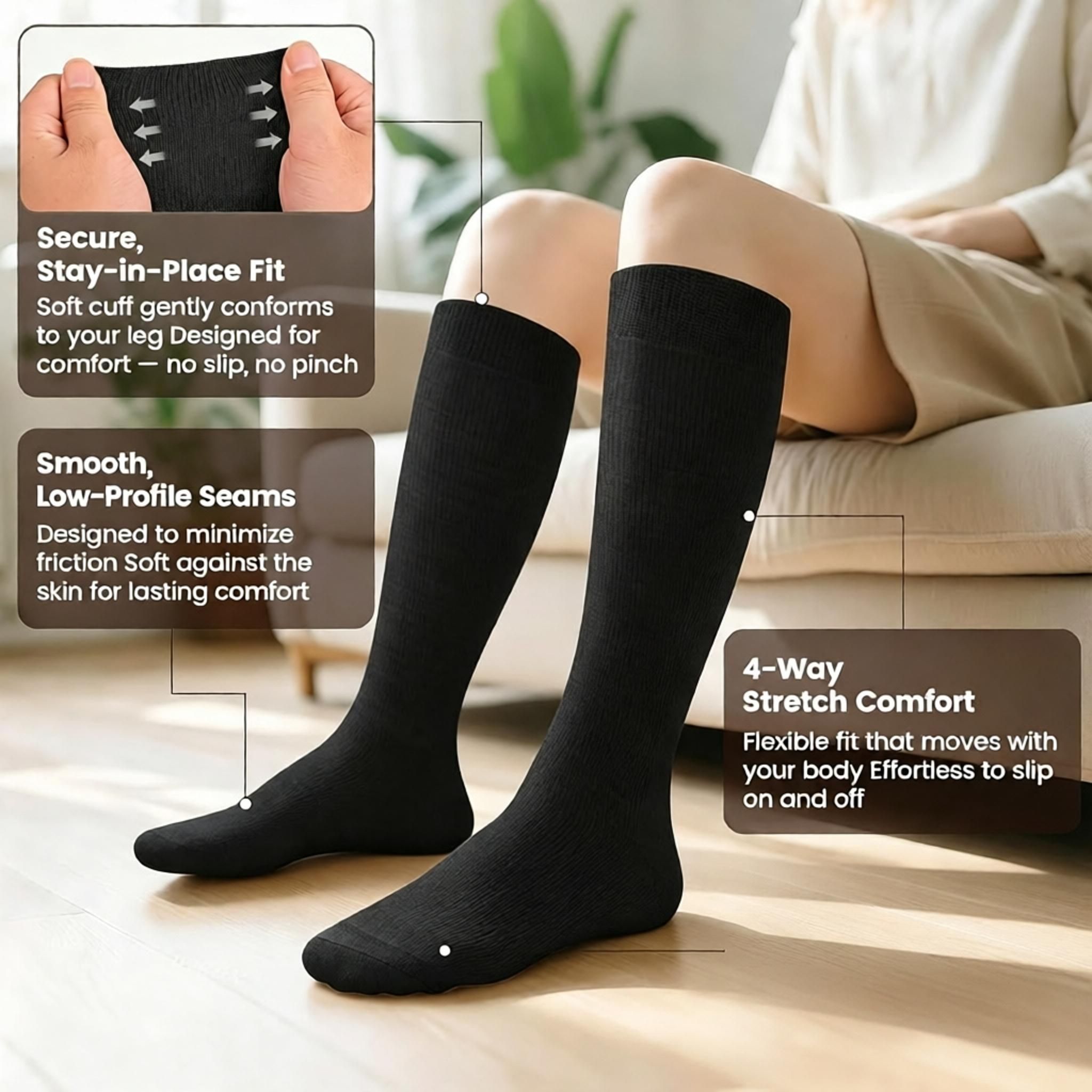 Merino Wool Compression Socks for Women & Men 20-30 mmHg Knee High Graduated Support Socks for Nurses Pregnancy Travel — image 2
