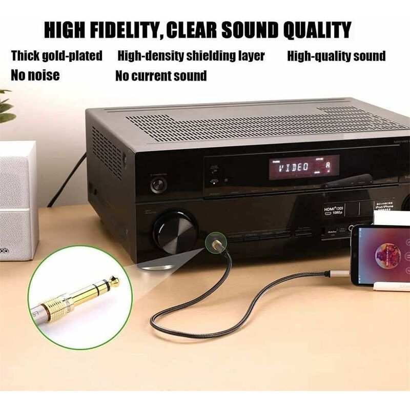 6.35Mm Male To 3.5Mm Female Jack Adapter, Headphone Audio Jack For Audio Mixer/Electric Piano/Keyboard — image 4