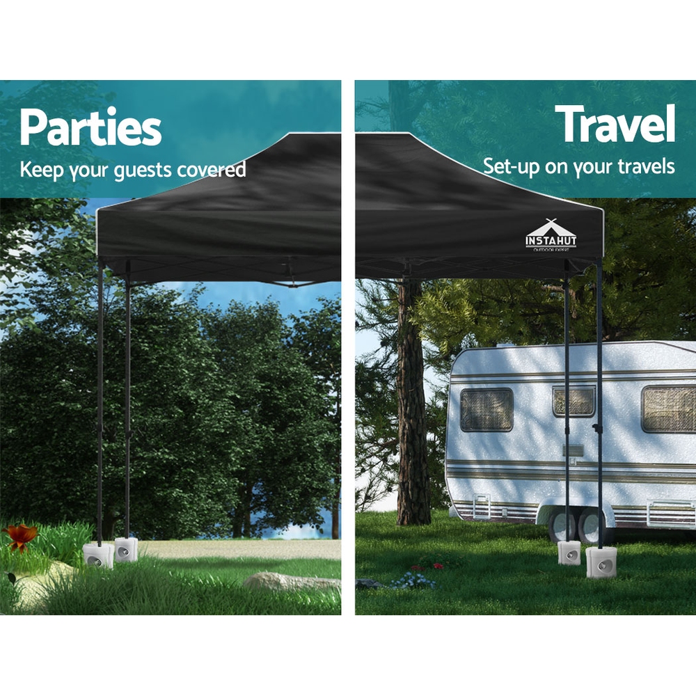 Instahut Gazebo Pop Up Marquee 3x4.5 Folding 500D Wedding Tent Base Pod Black โ image 5