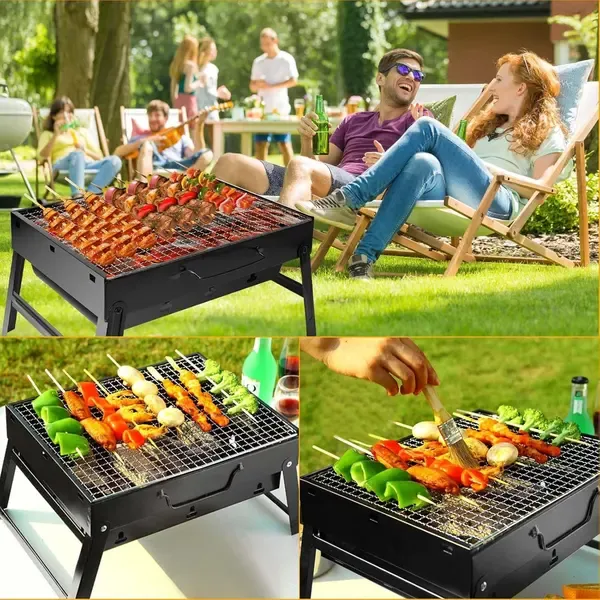 1 Piece Foldable Charcoal Grill, Stainless Steel Tabletop BBQ for Camping, Picnics, Gardens and Travel, Black, 35 × 17 × 23 cm — image 4