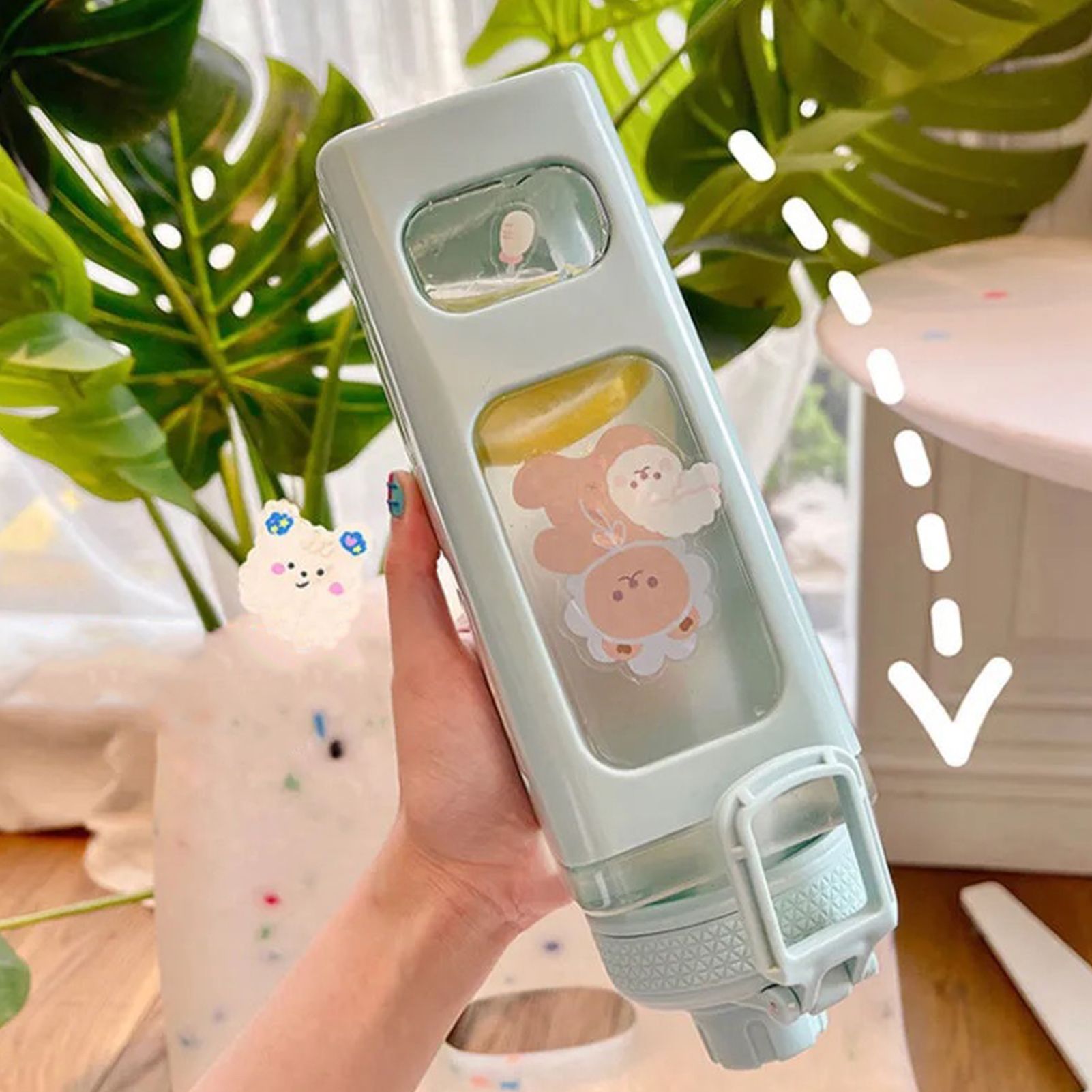 Large Capacity Water Bottle Portable Cute Drinking Bottle with Straw Nozzle Stickers Leakproof for Students Girls Sports Type 3 601mL‑700mL — image 5