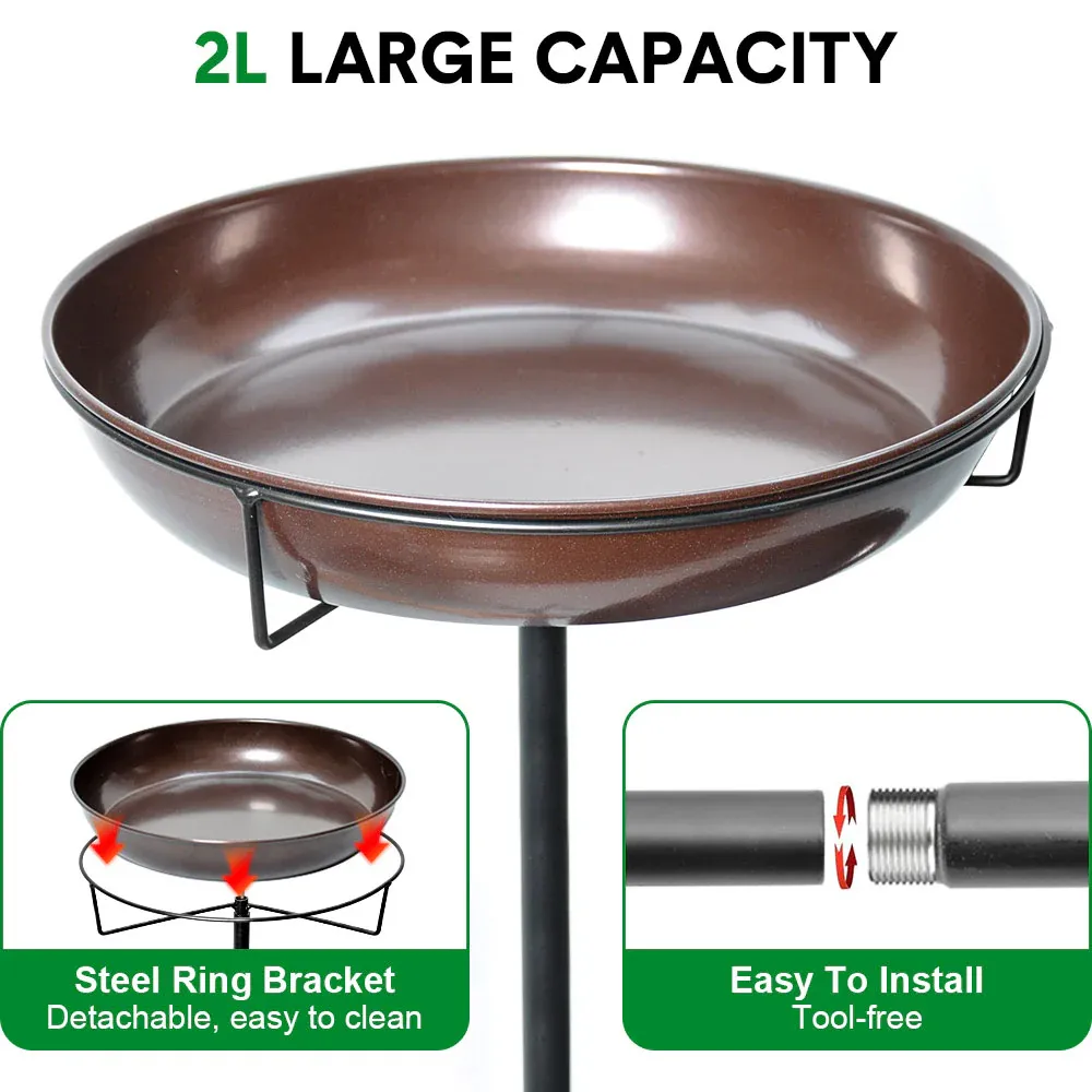 Bird Bath and Feeder Double 12Inch Bowls Metal Bird Feeder Birdbaths Freestanding Bird Bath Stand with Stakes for Garden Outdoors Decor Large Capacity โ image 5