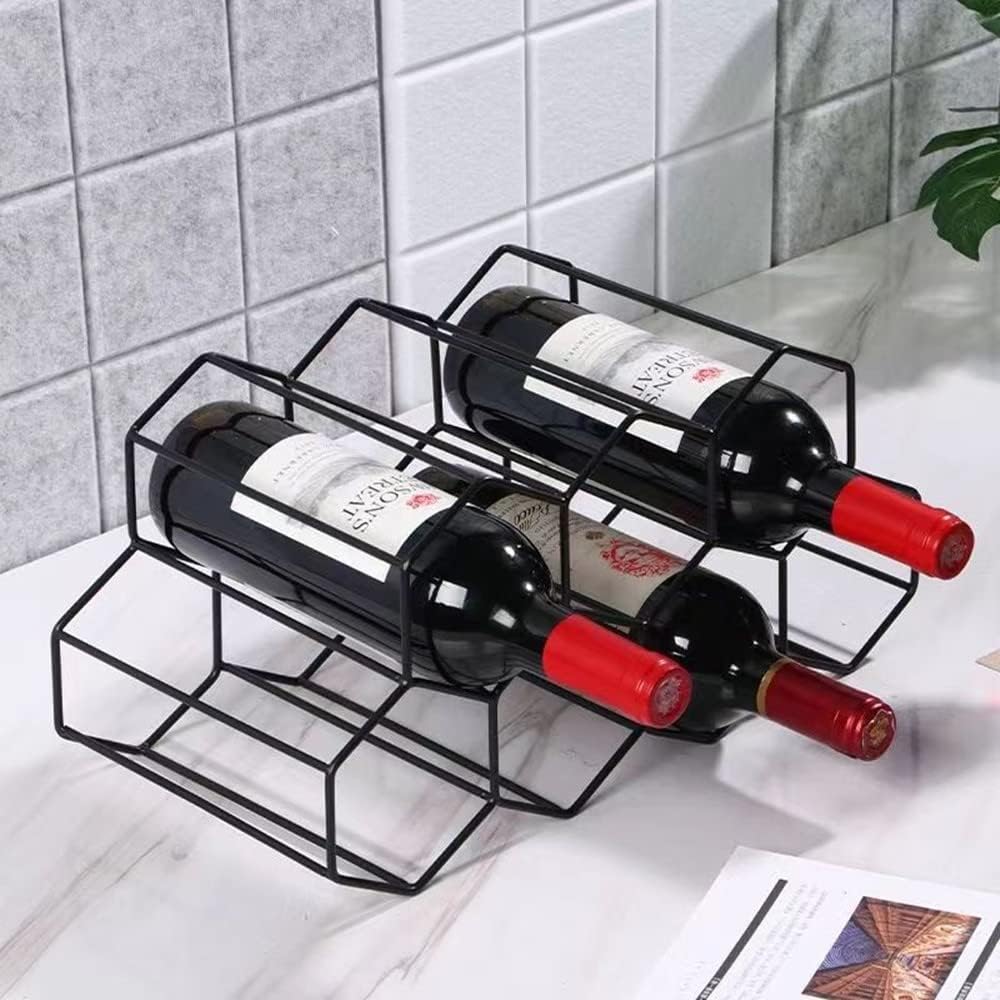 Small Freestanding Wine Rack for Countertop - Honeycomb Metal Wine Rack Stand for 9 Bottles, Black, Wine Rack for Tabletop โ image 4