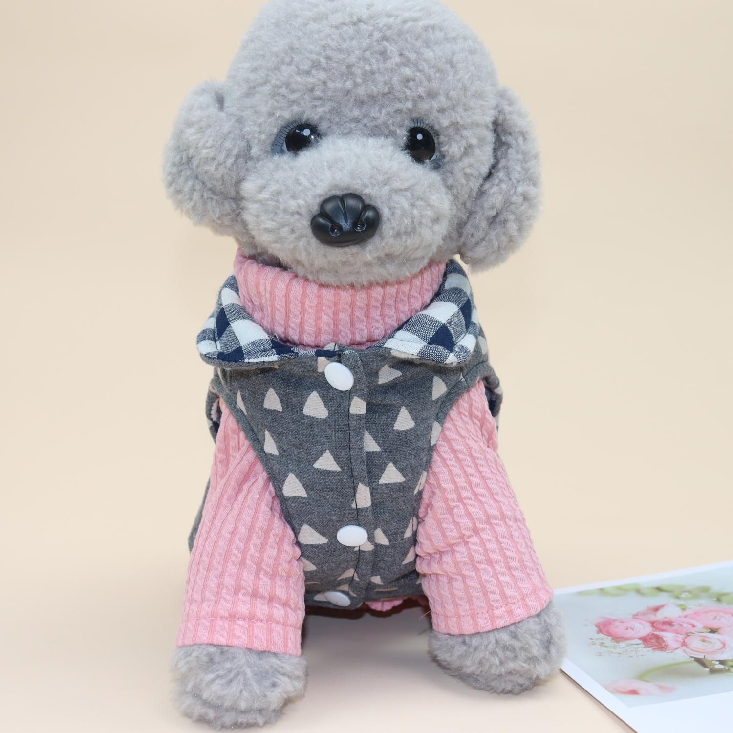 Dog Vest Qipet Reversible Winter Cotton Padded Medium Double-sided vest pink XS — image 3