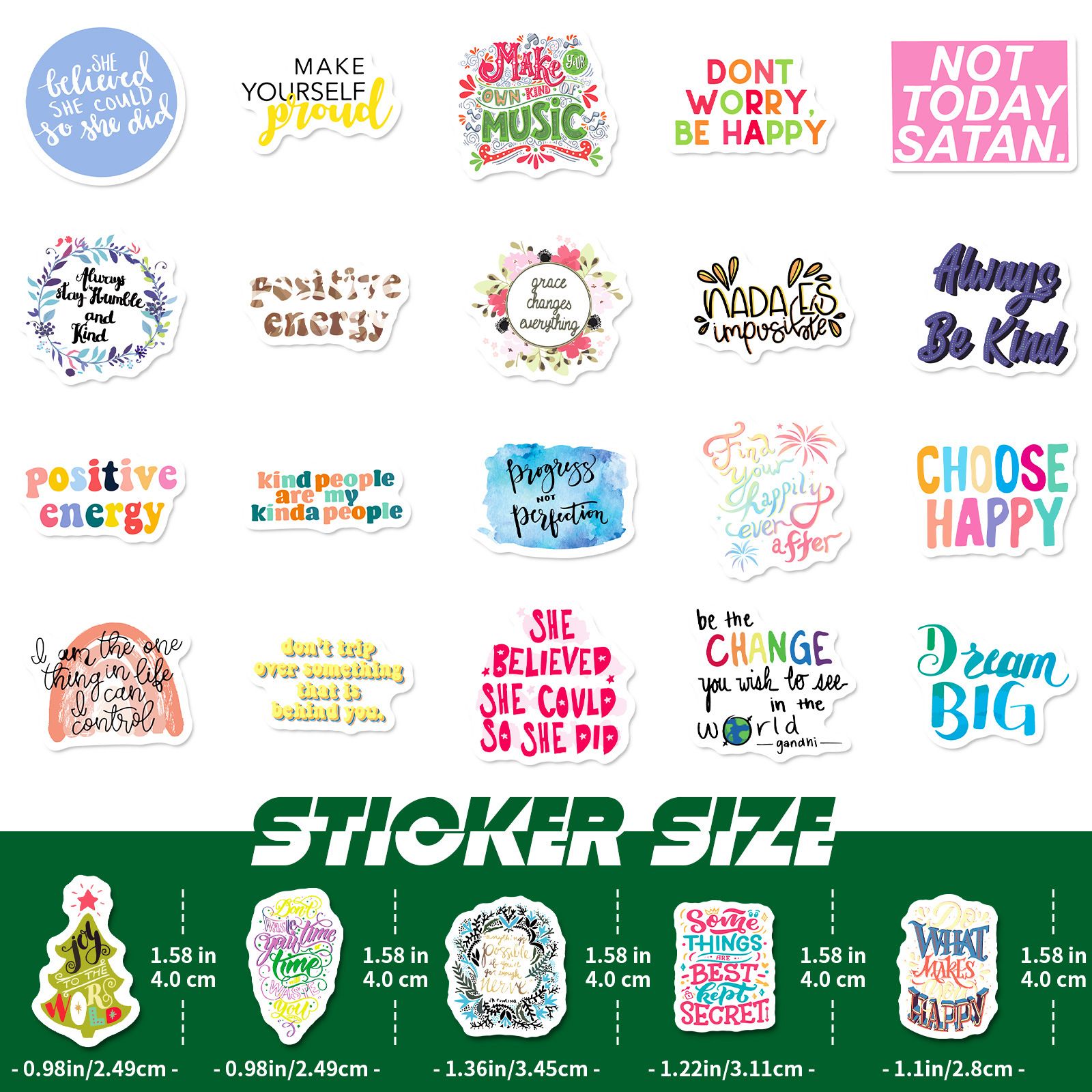 50 Pcs Inspirational Stickers Reward Motivational Decals for Teens Students Teachers Employees Water Bottle Motivational Stickers — image 4