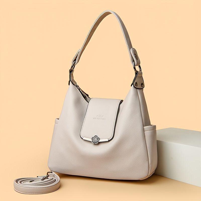 Leather Hobo Bag Shoulder Bag For Women High-Quality Leather Bag Travel Handbag - Burgundy - Size L — image 4