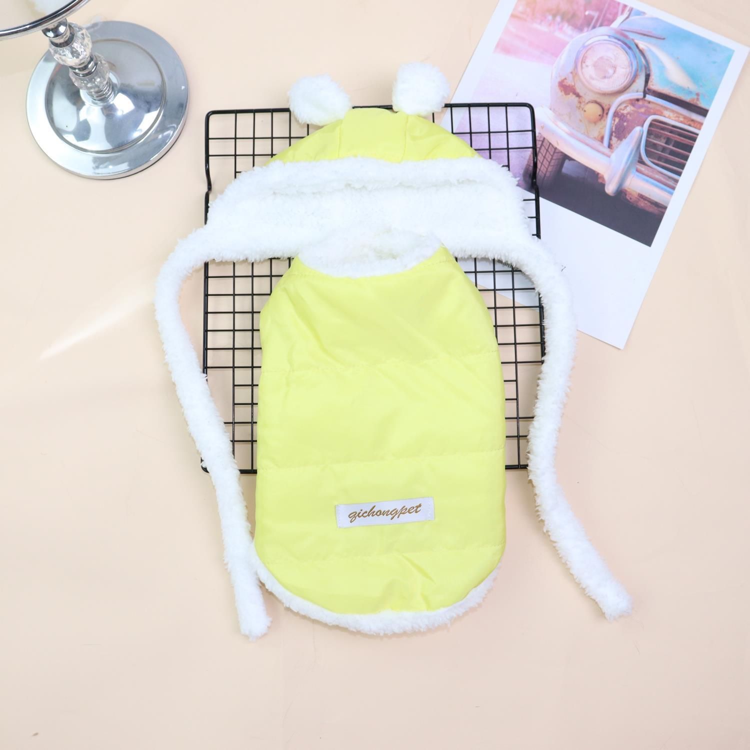 Pet Clothing Two Legged Clothes Odd Pet Thickened Warm cream suit yellow XXL — image 5