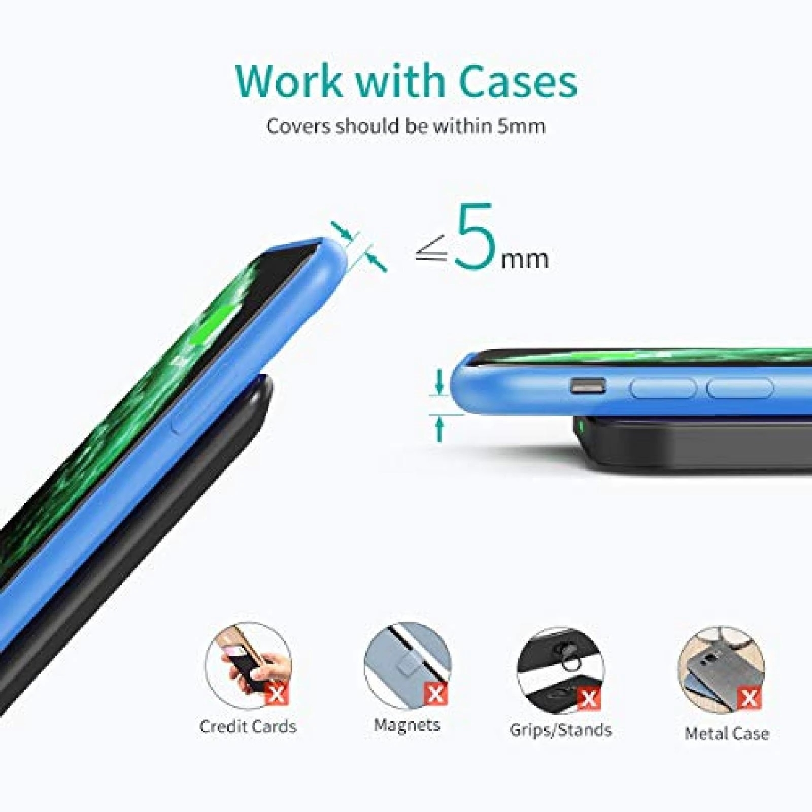 CHOETECH MIX00087 (T524S+T511S) Qi 10W/7.5W Fast Wireless Charging Stand and Pad โ image 5