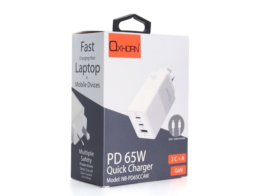 OXHORN NB-PD65CCAW PD GaN Charger 65W 3 Ports White โ image 6