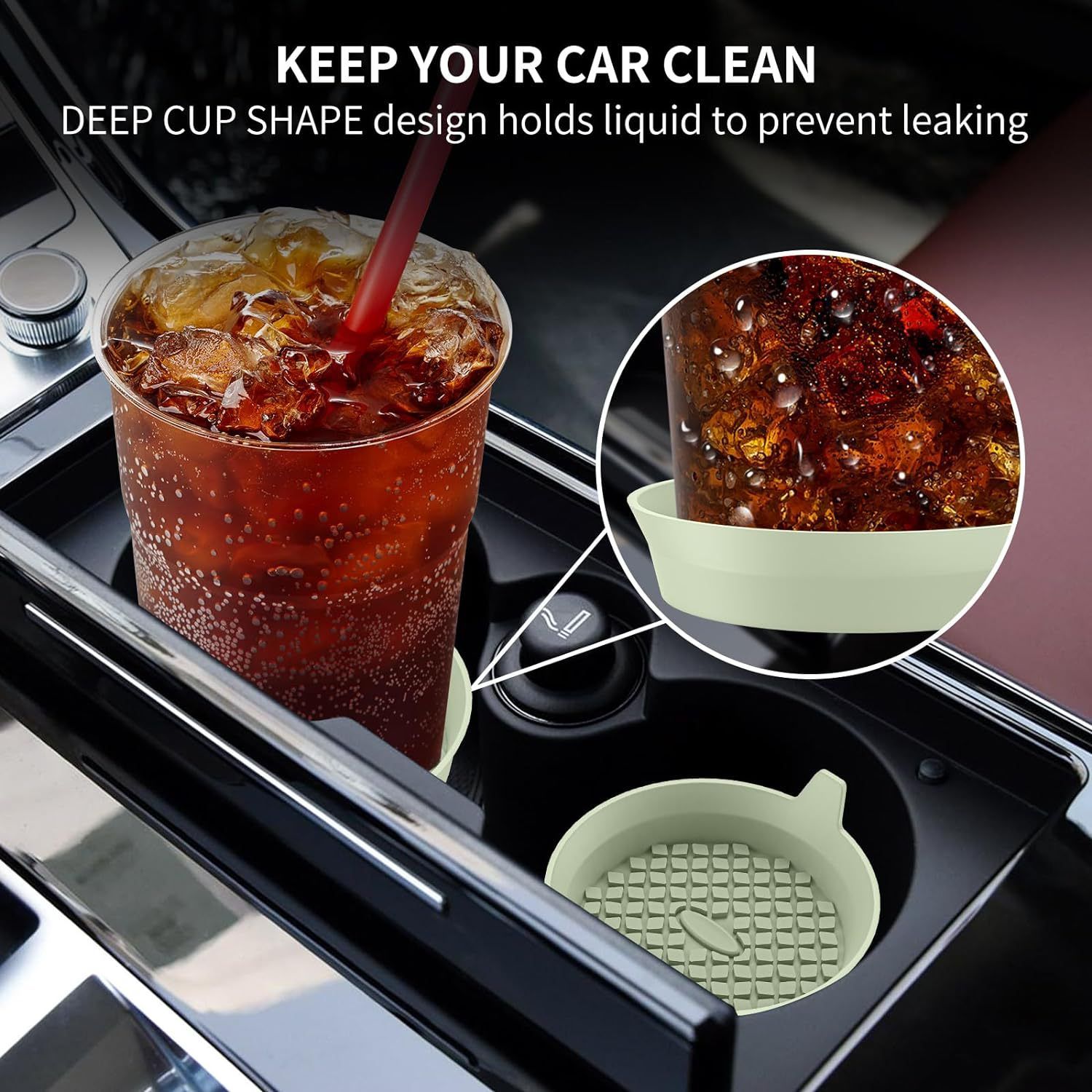 Coasters [4 Pack] Silicone Recessed Interior Accessories - Universal Non-Slip Holder Insert Coasters — image 3