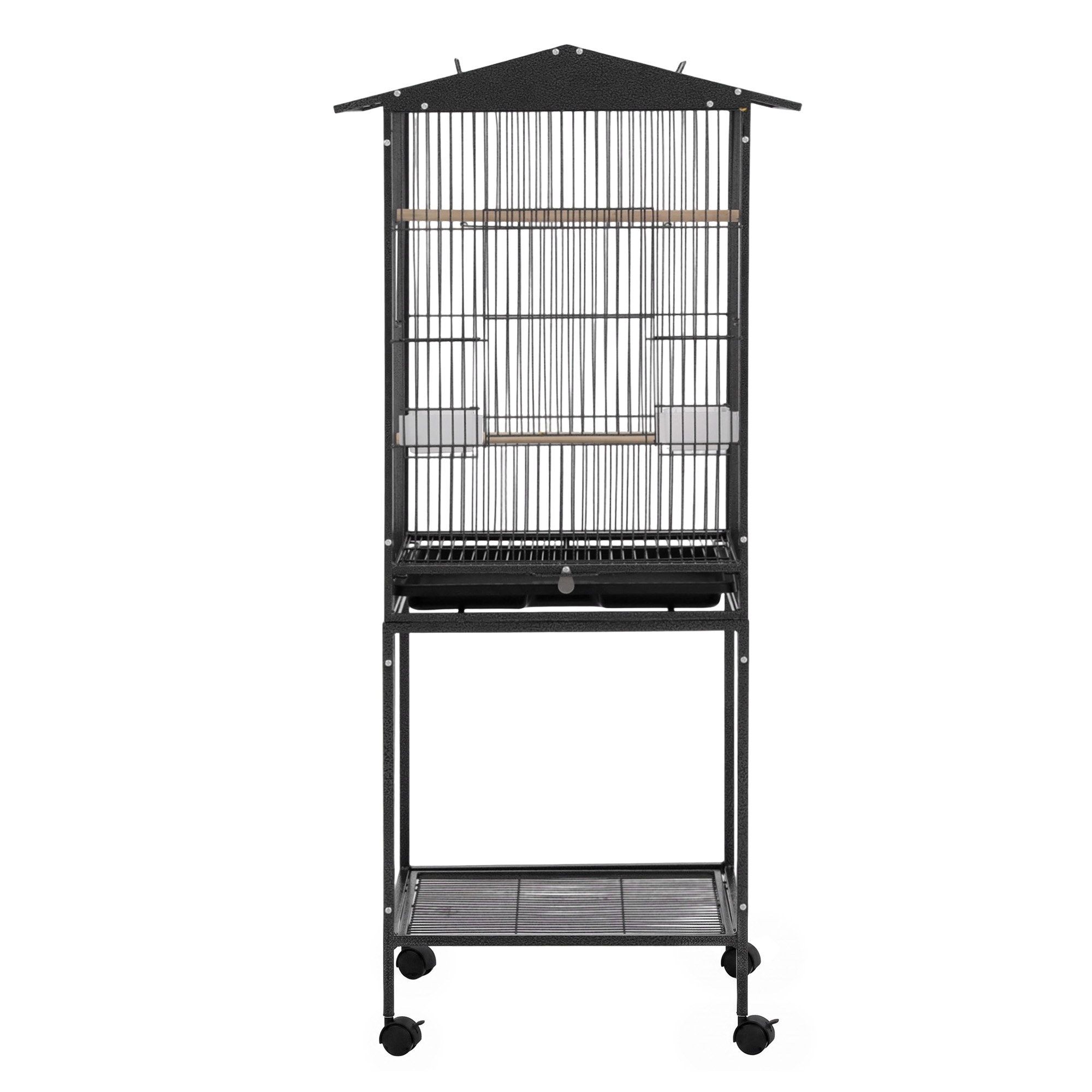 i.Pet 136cm Bird Cage Aviary Open Top Parrot Budgie Stand Wheels Black — image 4