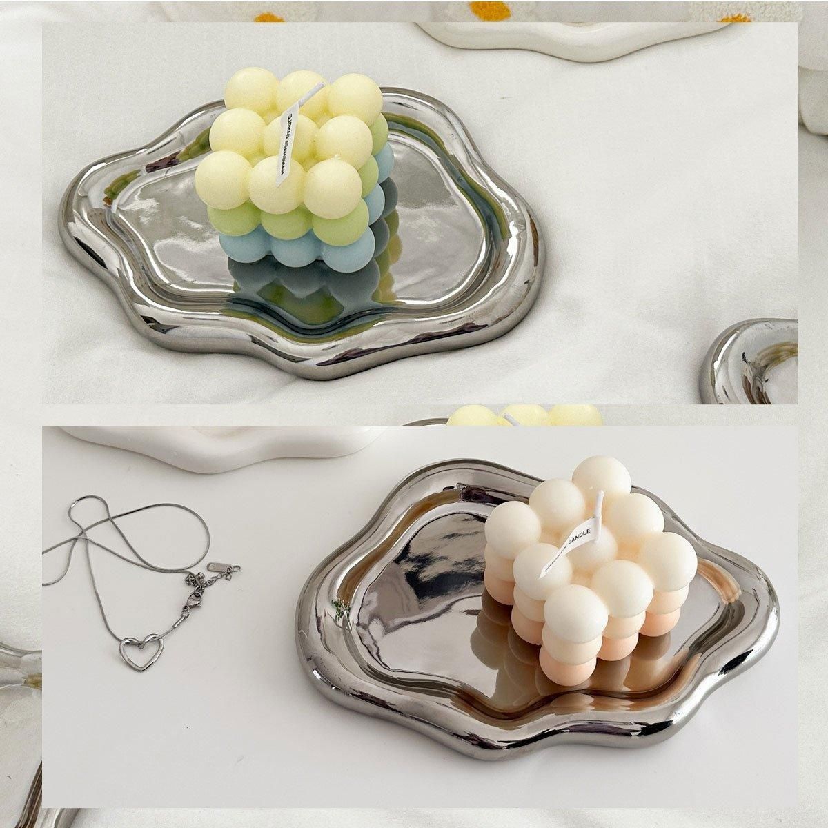 2PCS Luxury Ceramic Jewelry Display Tray Organizer Plate Storage Large Decor — image 4