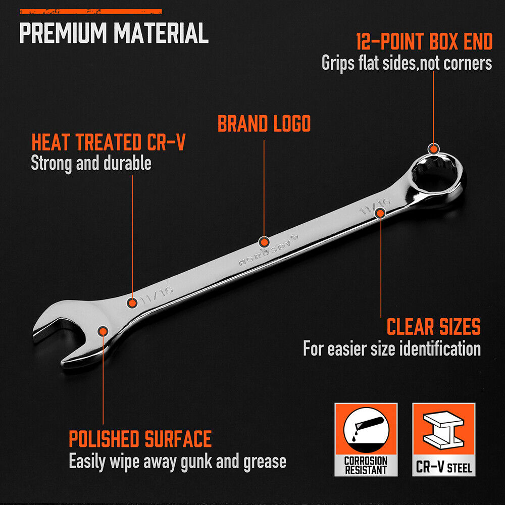 11Pcs Imperial Combination Spanner Ring Open End Ended Combo Wrench 12 Point — image 6
