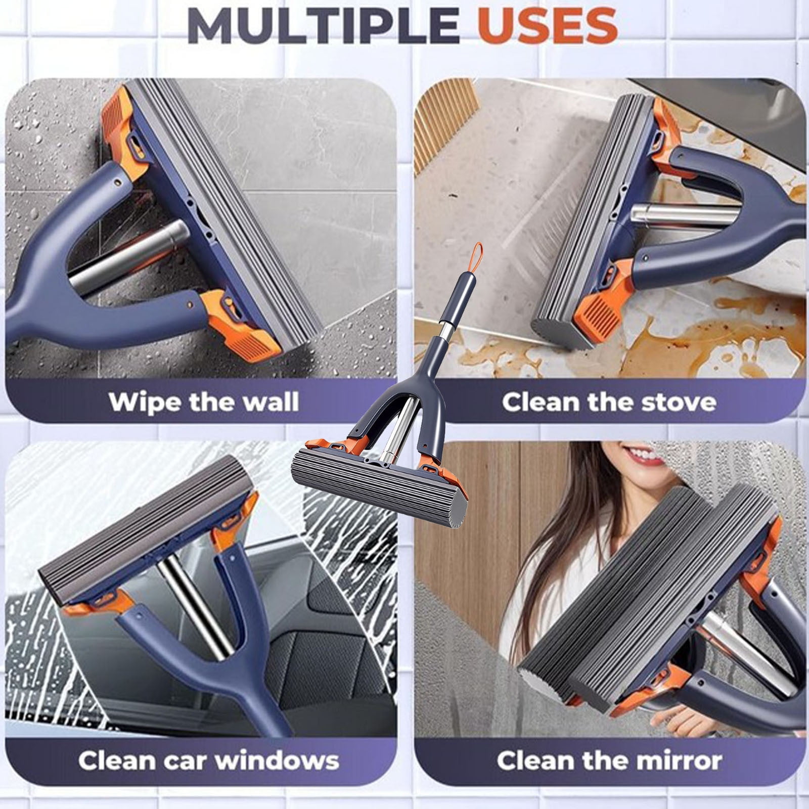 Self Wringing Sponge Mop with Roller, Hands Free Floor Cleaner for Tiles, Timber and Hard Floors, 37 cm Sponge Head โ image 6