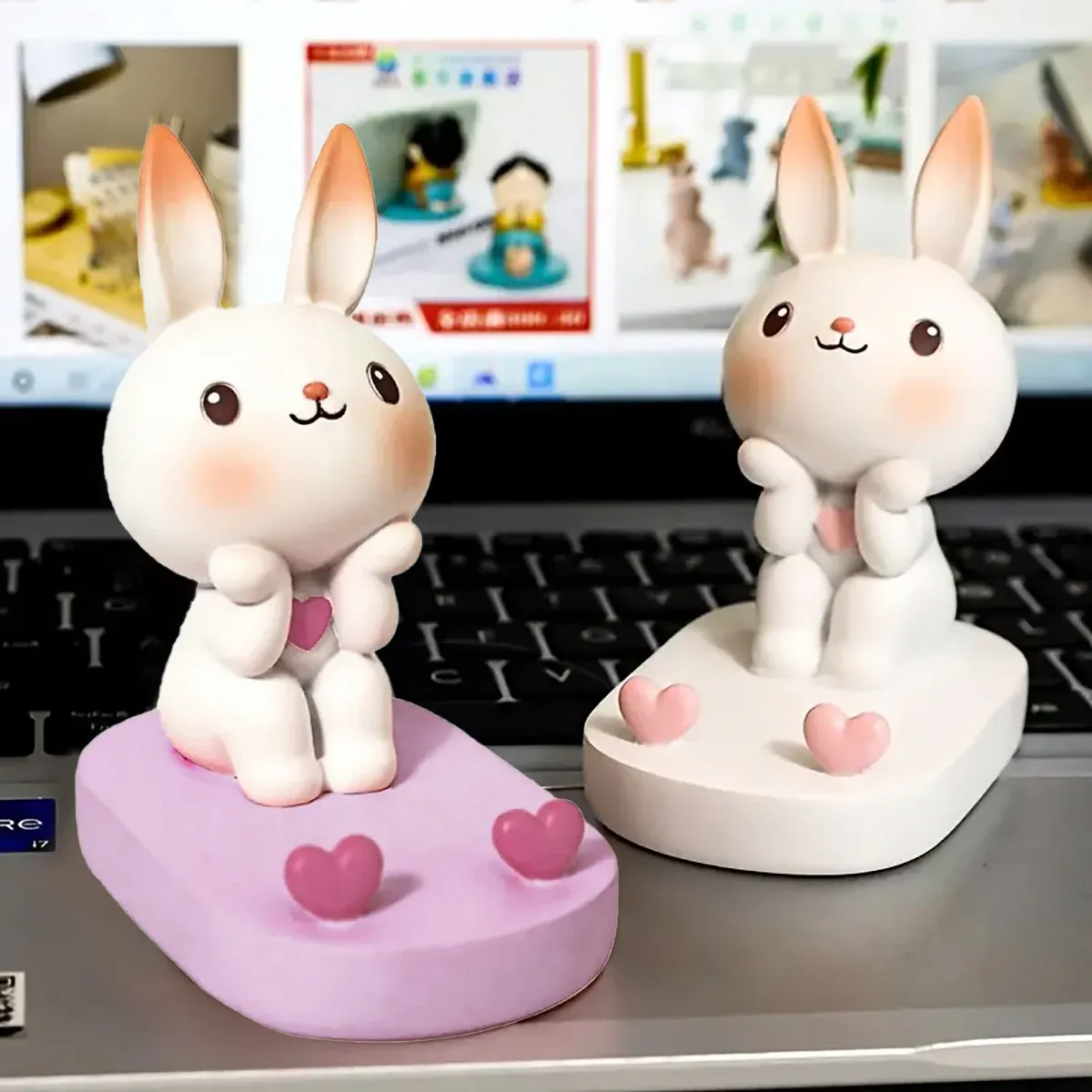 Cartoon Rabbit Phone Holder Desktop Stand Cute Mobile Phone Stand for Office - Pink β image 6