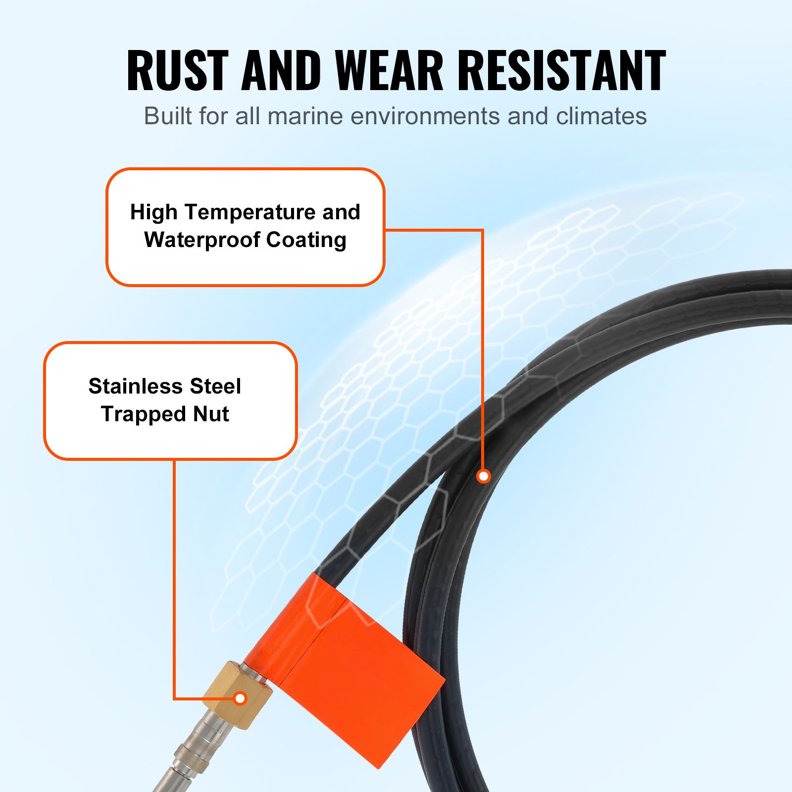 Boat Steering Cable, 17 Feet Outboard Marine Rotary Steering Cable, 1/2 Ton High Tensile Strength, Steel Steering Wheel Cable Compatible with Most โ image 6