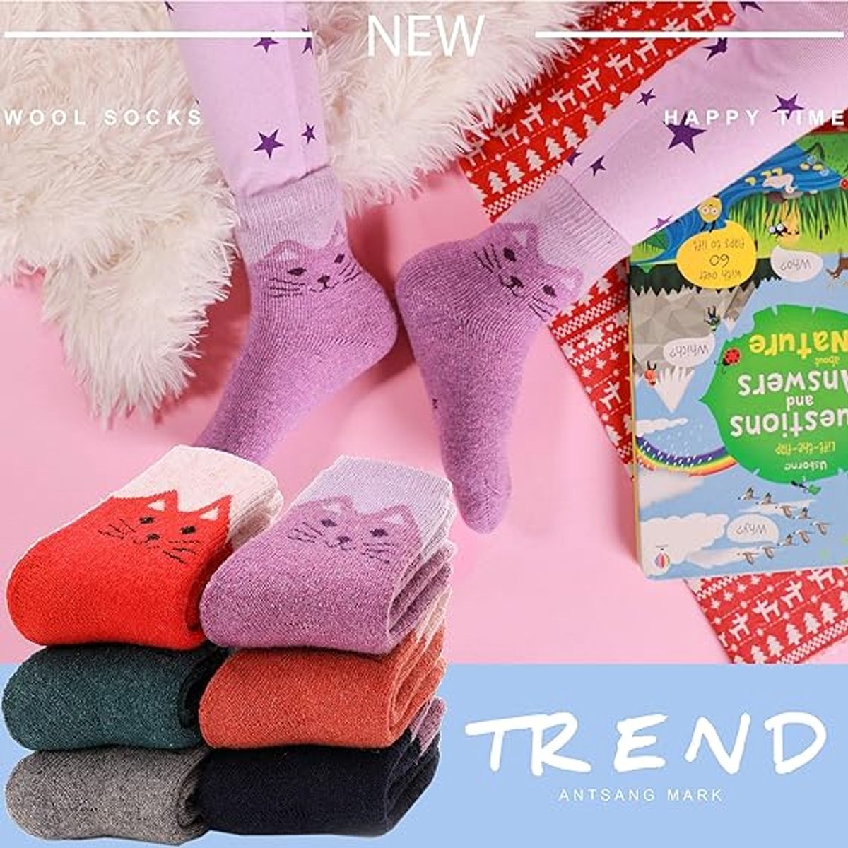 Kids' hiking socks - suitable for toddlers, boys and girls - warm and thick - mid-calf boot socks - comfortable and thick - 6 pairs per pack - gift socks — image 5