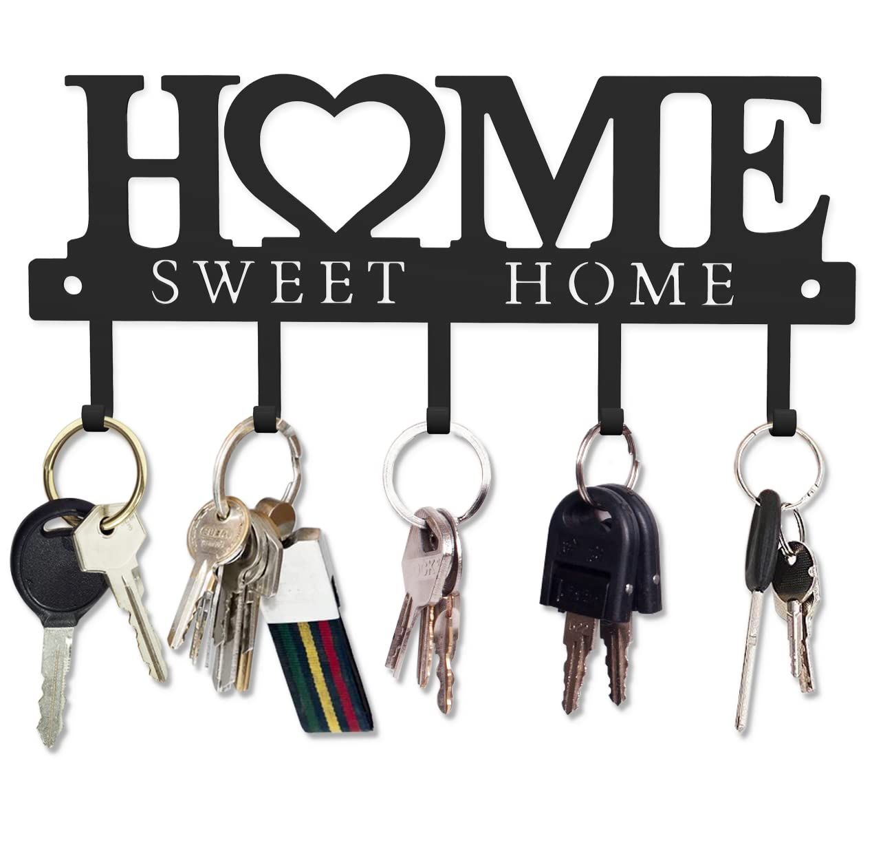 Metal Key Holder Hooks Organizer Rack Wall Mounted Decor for Entryway Front Door Kitchen Hallway Garage Mudroom Office