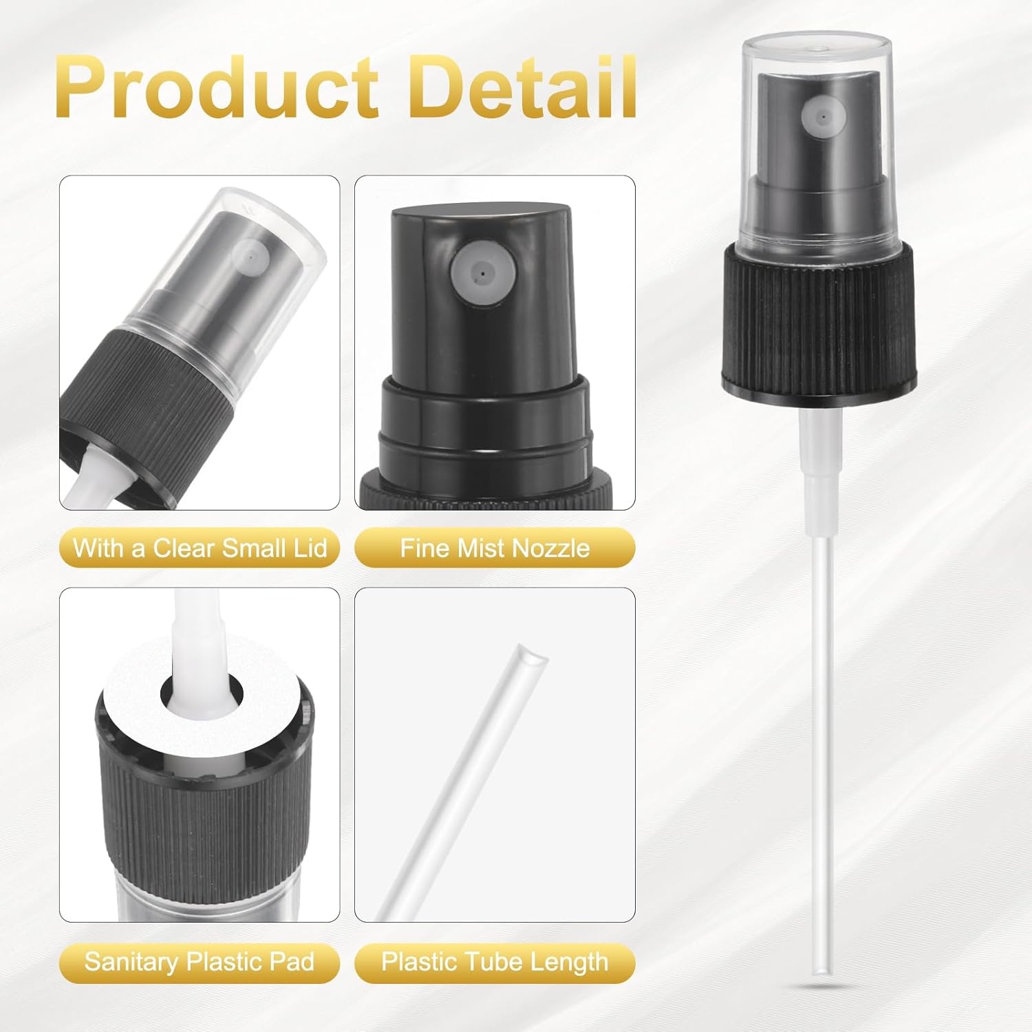 50 Pcs Black Spray Top, 20/410 Fine Mist Sprayer Reusable Replacement Spray Bottle Pump Plastic Top for Cosmetic Perfume and Body Sprays Bottle — image 3