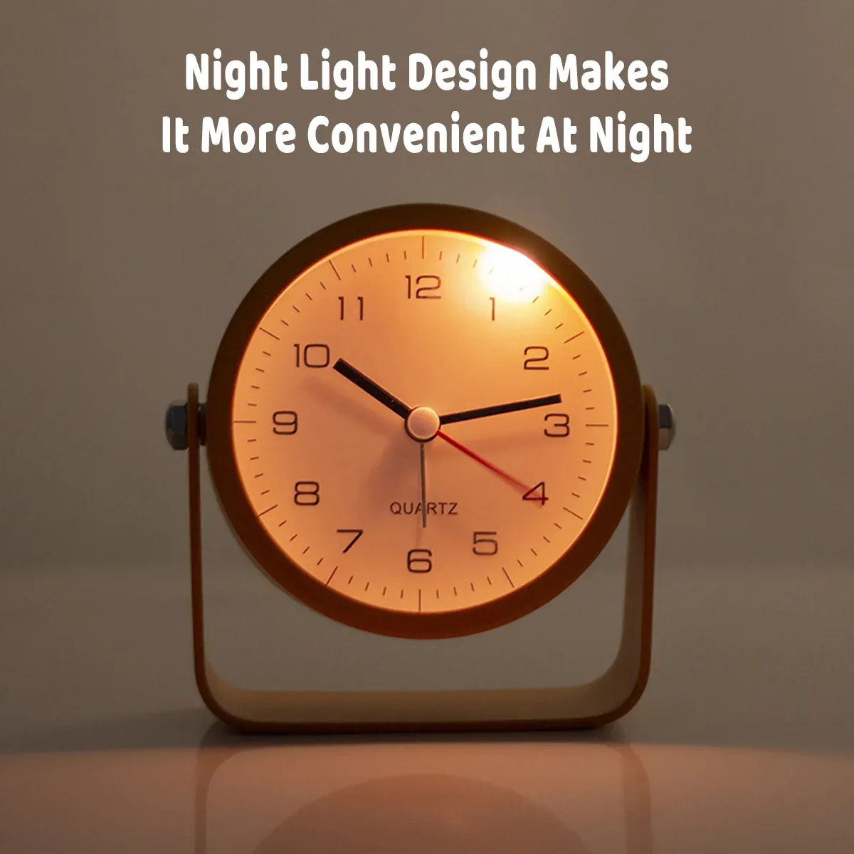 Flip Silent Desktop Small Alarm Clock with Night Light Battery-Powered Durable — image 5