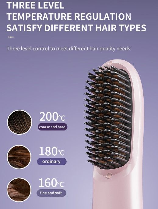 White 4D Straight Hair Comb and Negative Ionic Styler with Dual MCH Ceramic Fast Heating, Anti-Scald Round Comb Teeth, 3 Levels Temp LCD Display and Charging — image 6