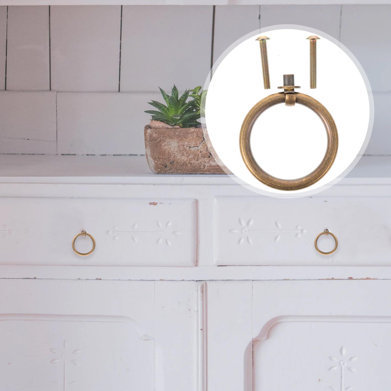 Brass Dresser Handle Ring Dresser Pulls Vintage Dresser Knobs Antique Drawer Handles Drawer Pulls for Furniture — image 3