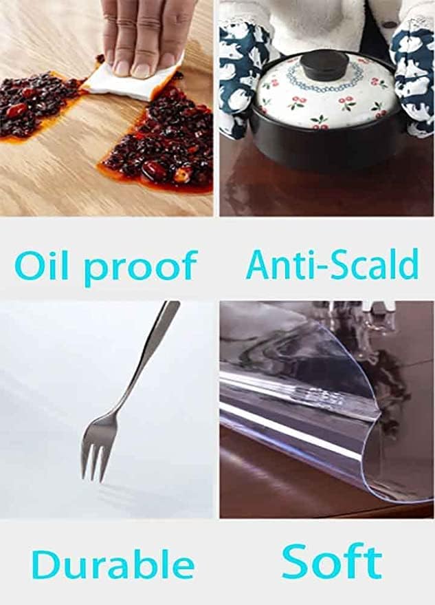 Clear Plastic Tablecloth Protector Round Table Transparent Cover Vinyl Table Cloth for Kitchen and Home Table (22 inch Diameter,2.0mm Thick) — image 2