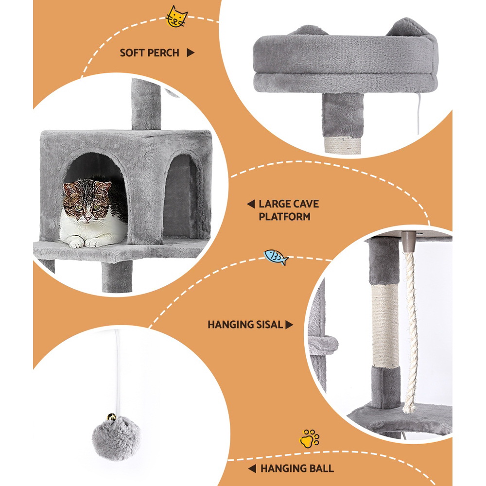 i.Pet Cat Tree Tower Scratching Post Scratcher 161cm Condo House Trees Grey โ image 4