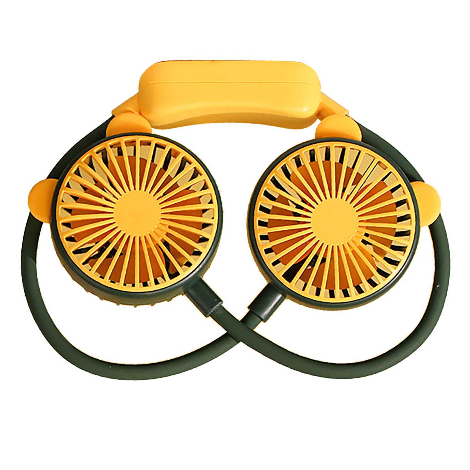 Portable Neck Fan Bendable Wearable USB Rechargeable Hand Free Mini Hanging Fan for Office Travel Green — image 2