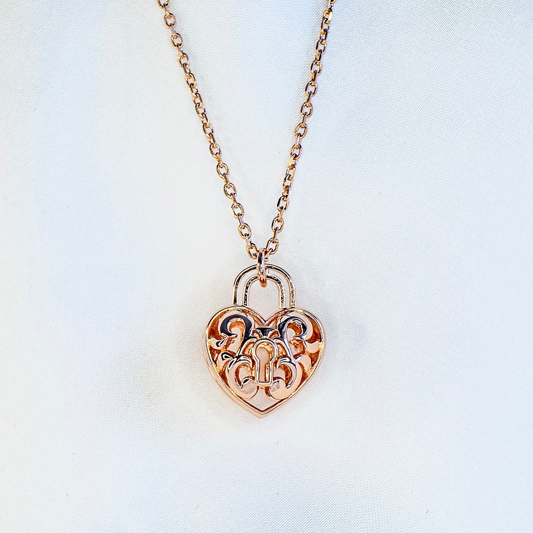Gift Box - Heart Lock Rose Gold Aroma Necklace + Purify Oil Blend — image 2