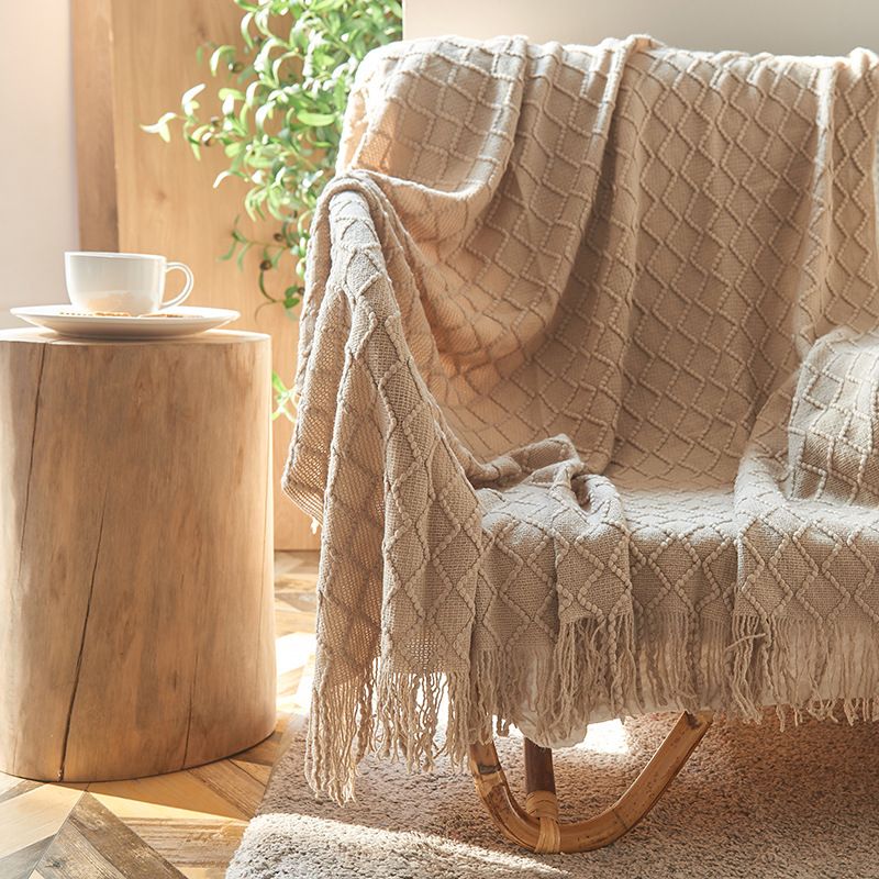Yan Chu Knitted Diamond Blanket 125x170cm Deep Powder 125x 170 Diamond (with tassels) โ image 3