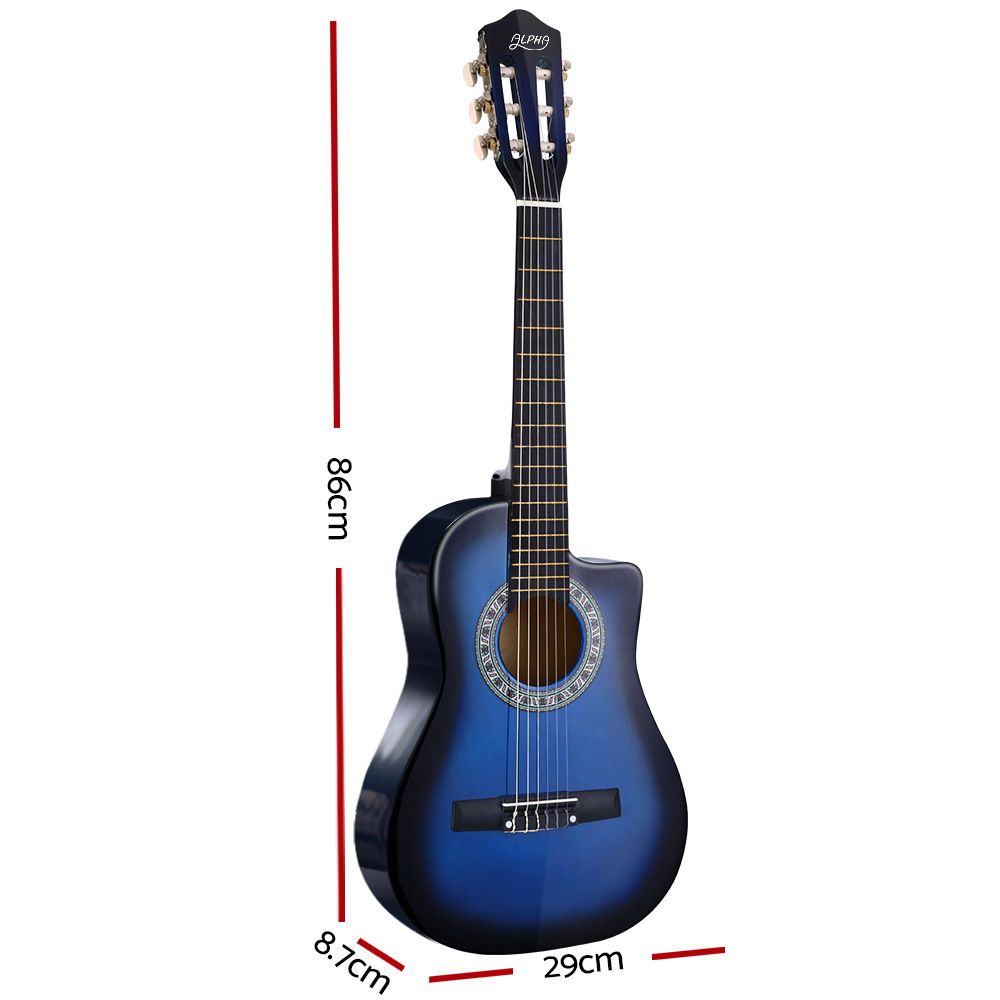 Alpha 34 Inch Classical Guitar Wooden Body Nylon String Beginner Kids Gift Blue — image 2