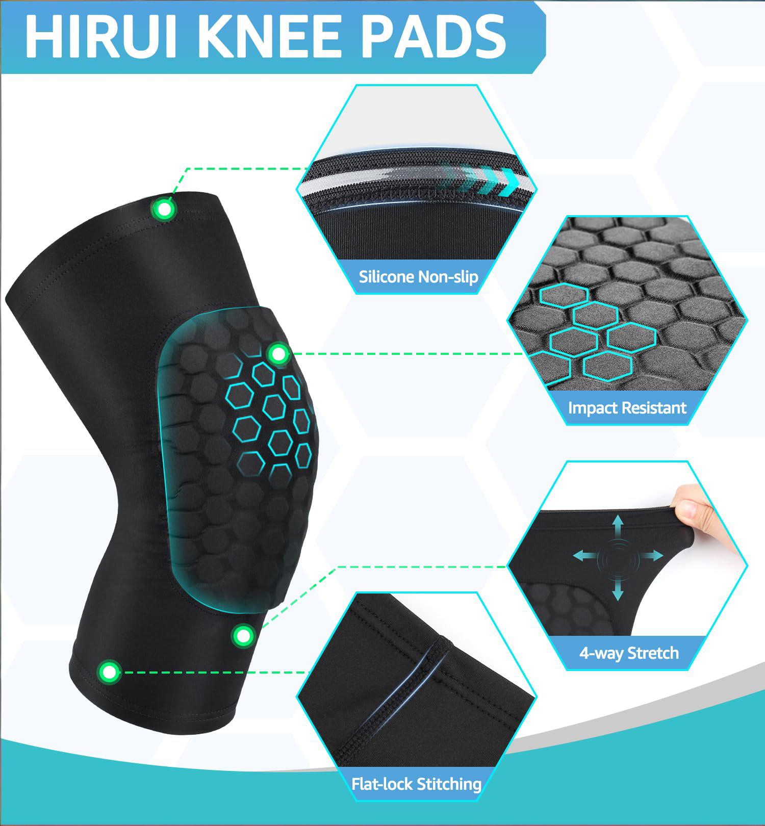 Honeycomb Knee Pads for Kids, Teens & Adults – Protective Compression Knee Guards for Basketball, Football, Cycling & Running(Black,XL) — image 3
