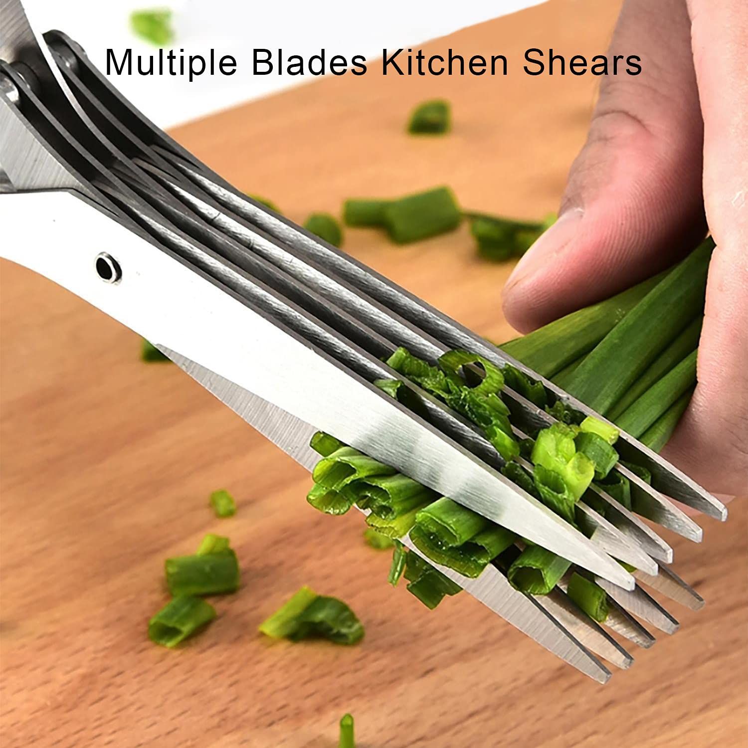Herb Scissors and Safety Cover - Cut, Chop & Mince Fresh Herbs & Leafy Greens - Stainless Steel Kitchen Shears with Cleaning Comb โ image 5